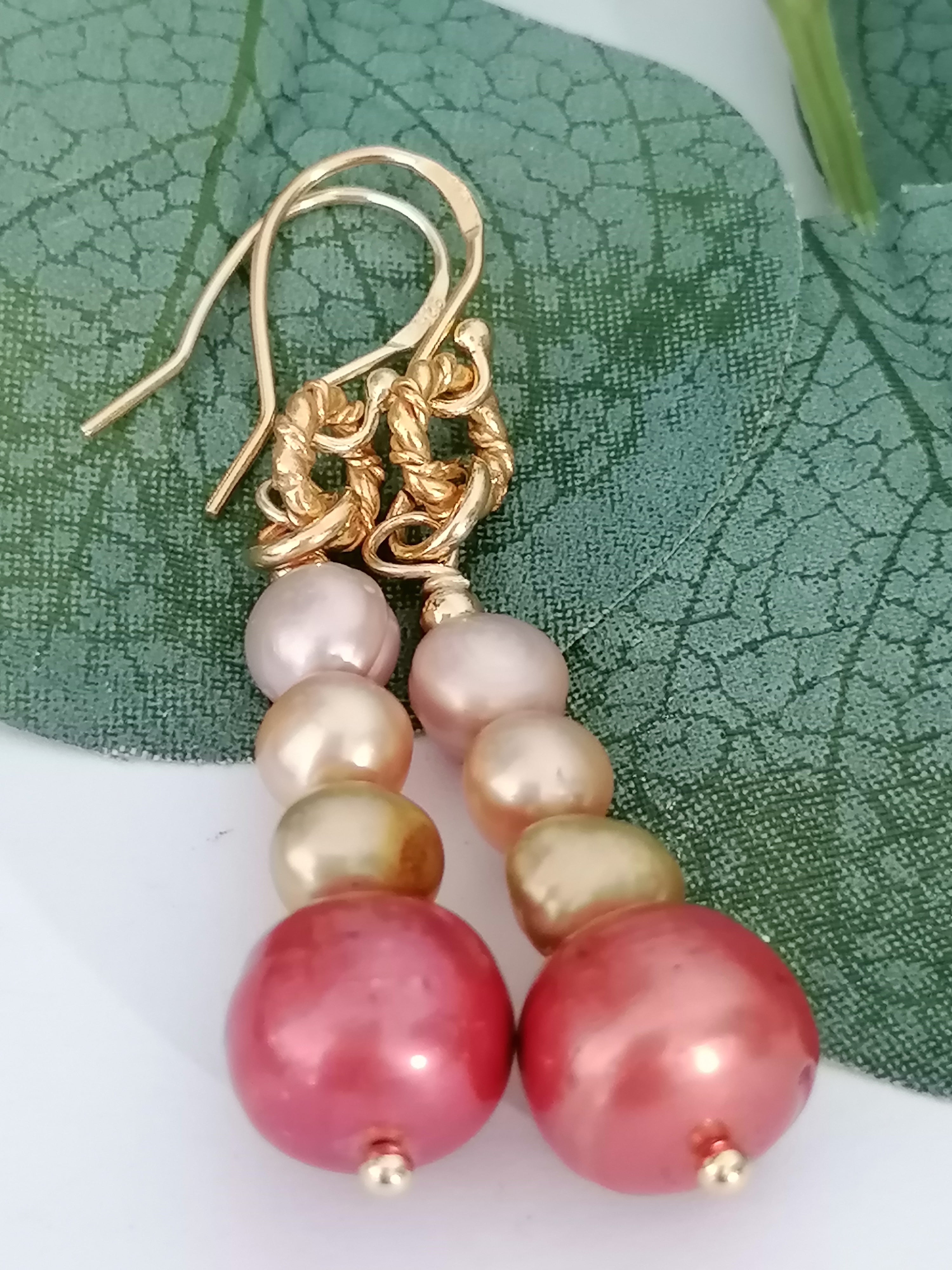 Stacked Freshwater Pearl Earrings | 24ct Gold Vermeil