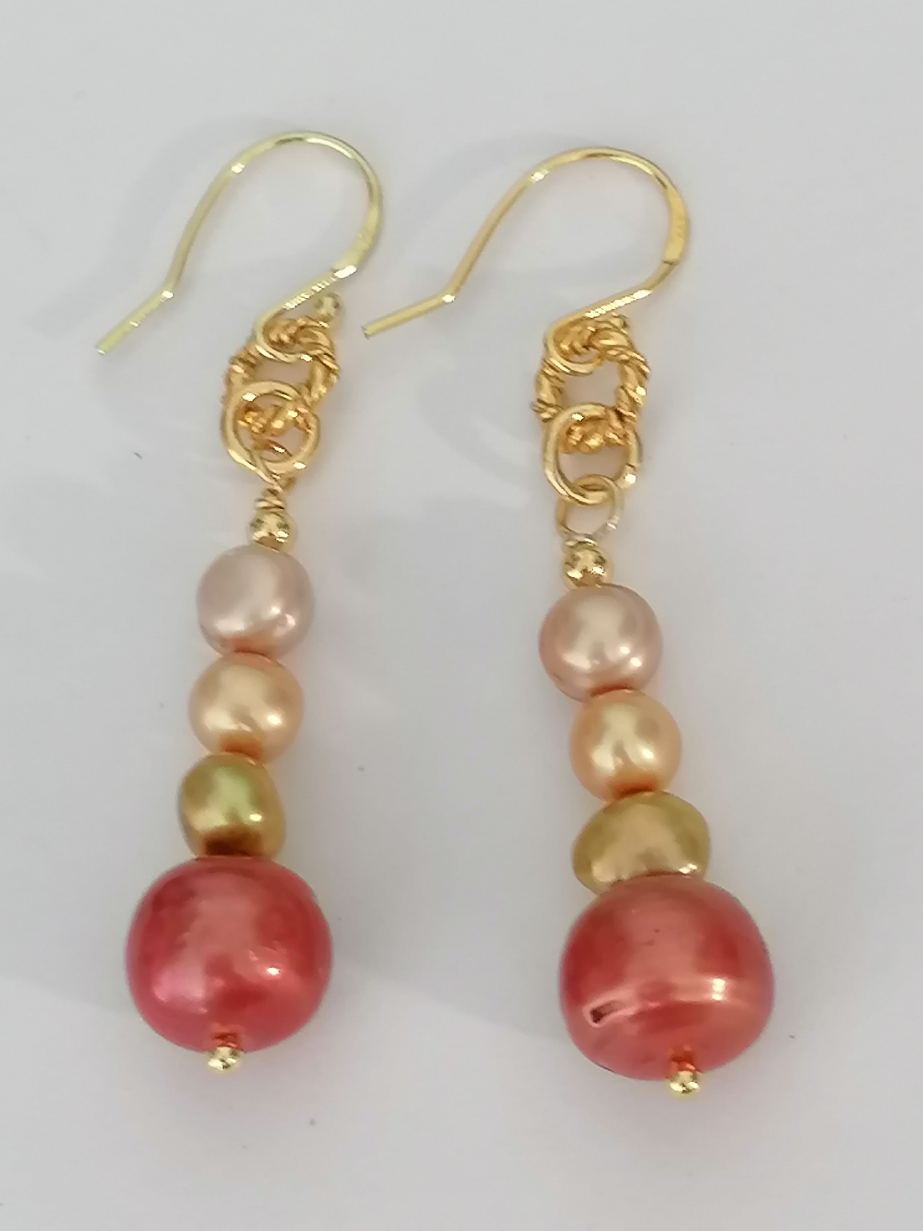 Stacked Freshwater Pearl Earrings | 24ct Gold Vermeil