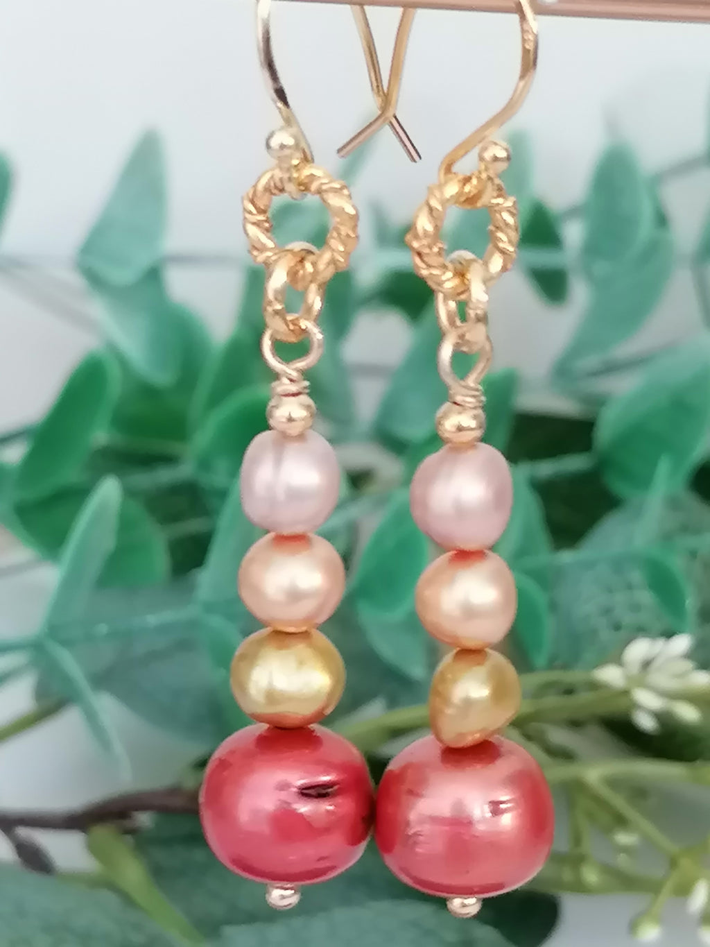 Stacked Freshwater Pearl Earrings | 24ct Gold Vermeil