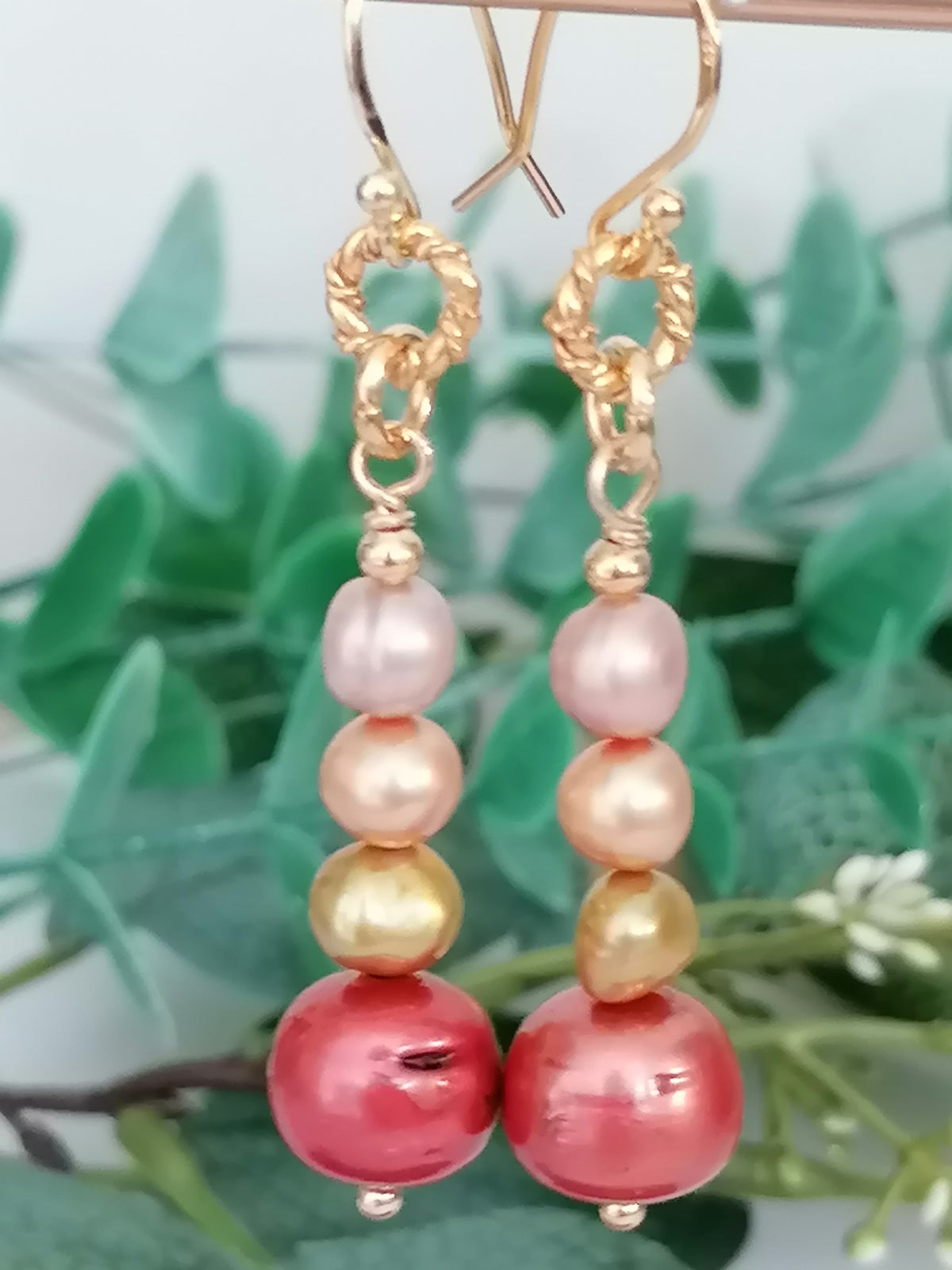 Stacked Freshwater Pearl Earrings | 24ct Gold Vermeil