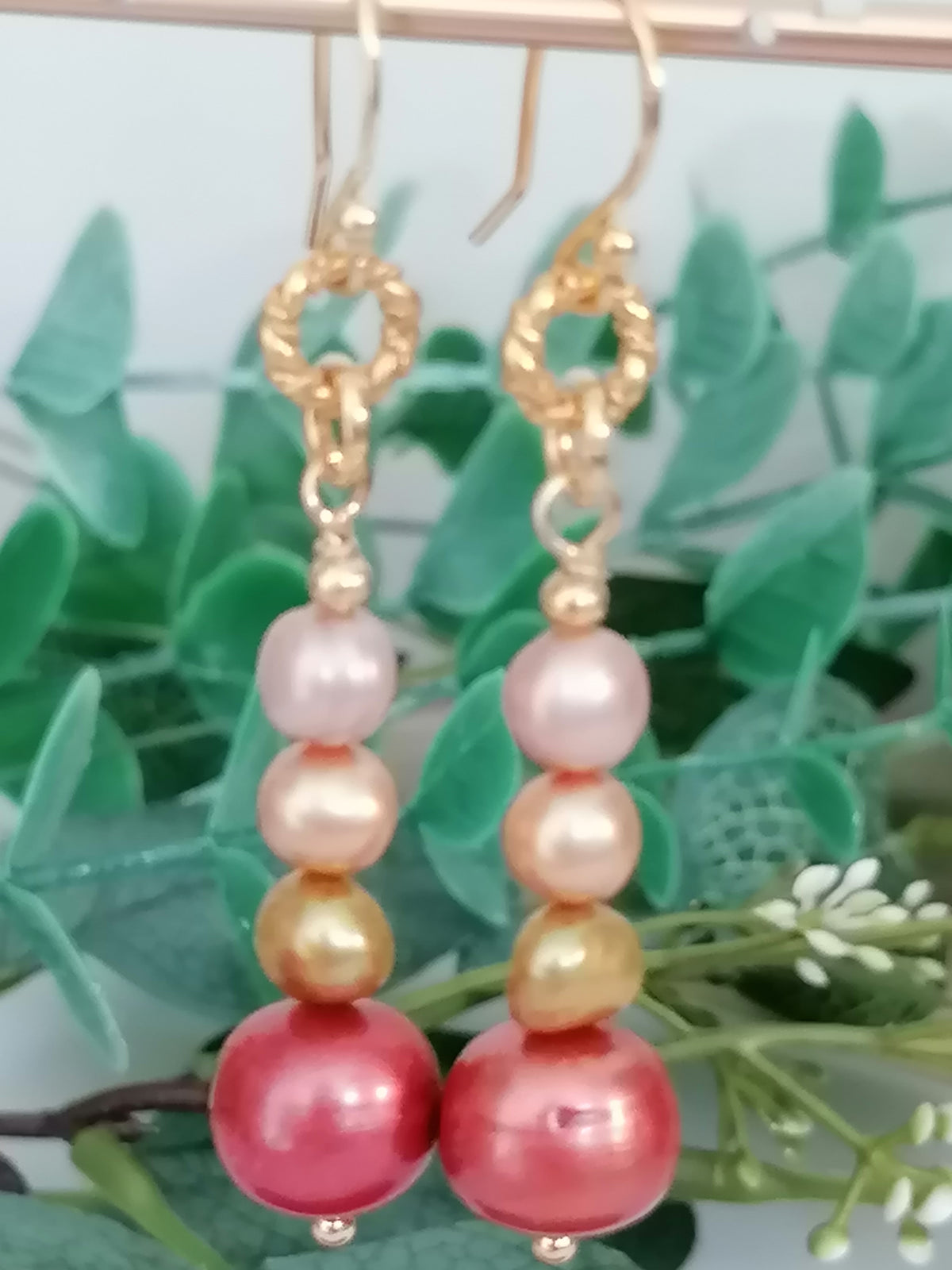 Stacked Freshwater Pearl Earrings | 24ct Gold Vermeil