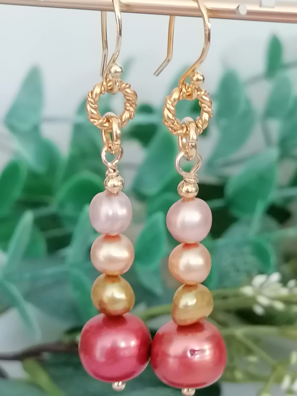 Stacked Freshwater Pearl Earrings | 24ct Gold Vermeil