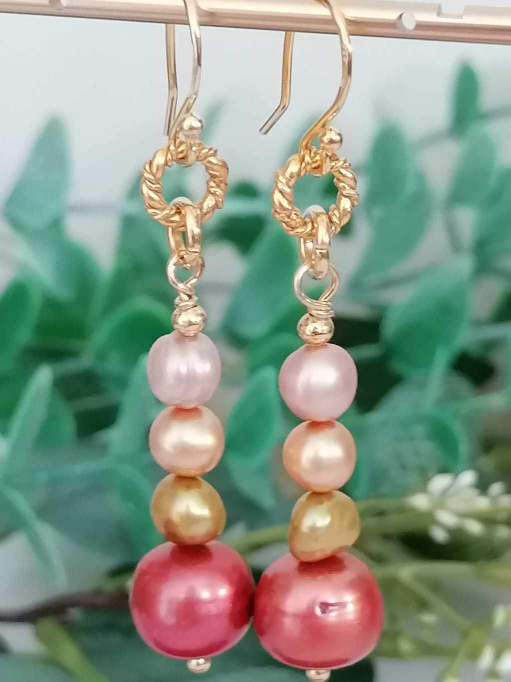 Stacked Freshwater Pearl Earrings | 24ct Gold Vermeil