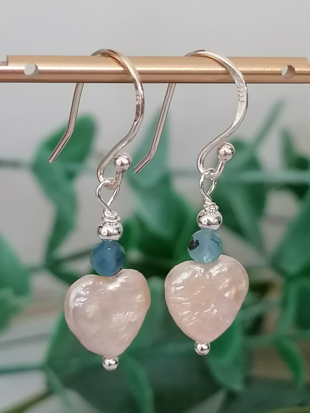 Baroque Heart Pearl & Aquamarine Earrings | 925 Sterling Silver