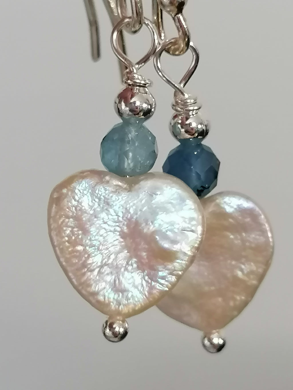 Baroque Heart Pearl & Aquamarine Earrings | 925 Sterling Silver