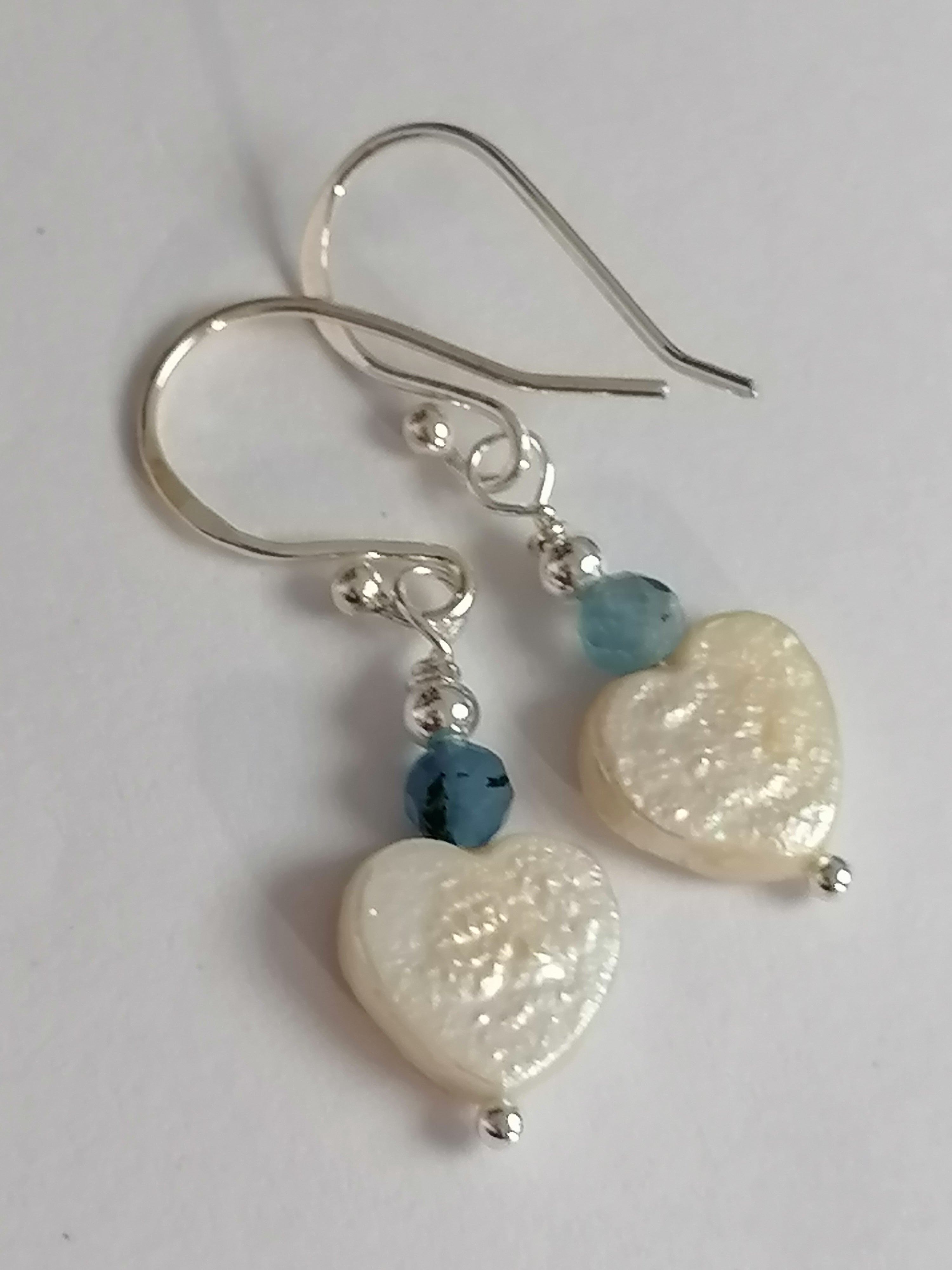 Baroque Heart Pearl & Aquamarine Earrings | 925 Sterling Silver
