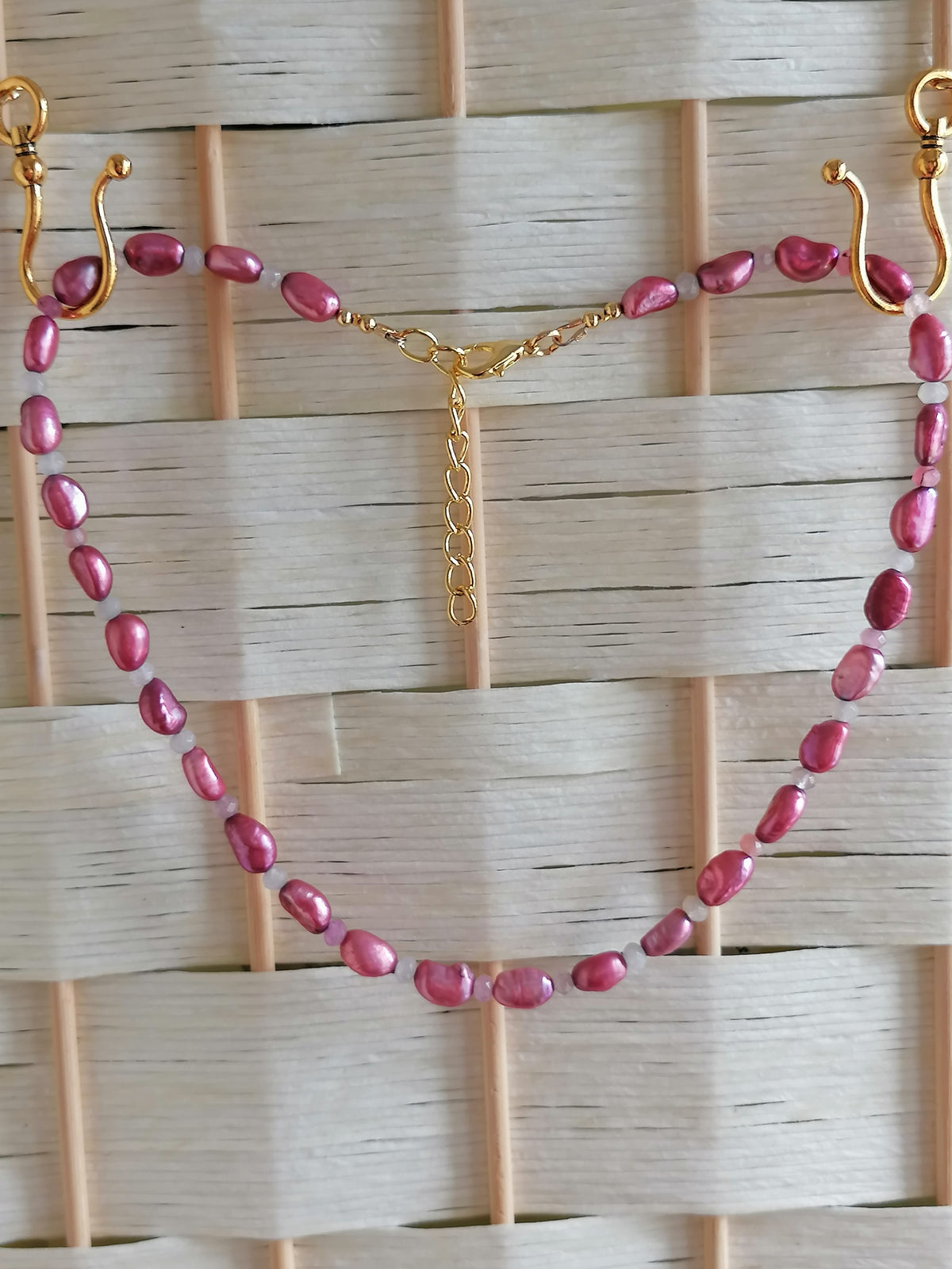 Baroque Pearl & Coloured Quartz Rondelle Necklace | Gold Plated