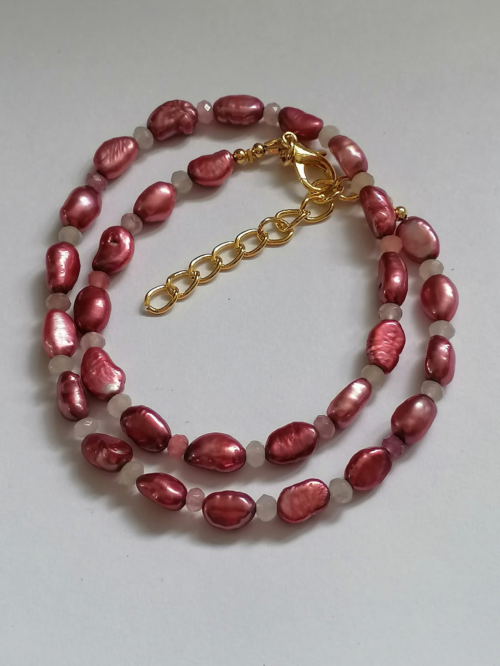 Baroque Pearl & Coloured Quartz Rondelle Necklace | Gold Plated