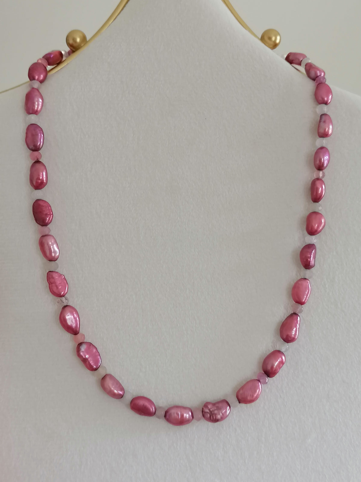 Baroque Pearl & Coloured Quartz Rondelle Necklace | Gold Plated