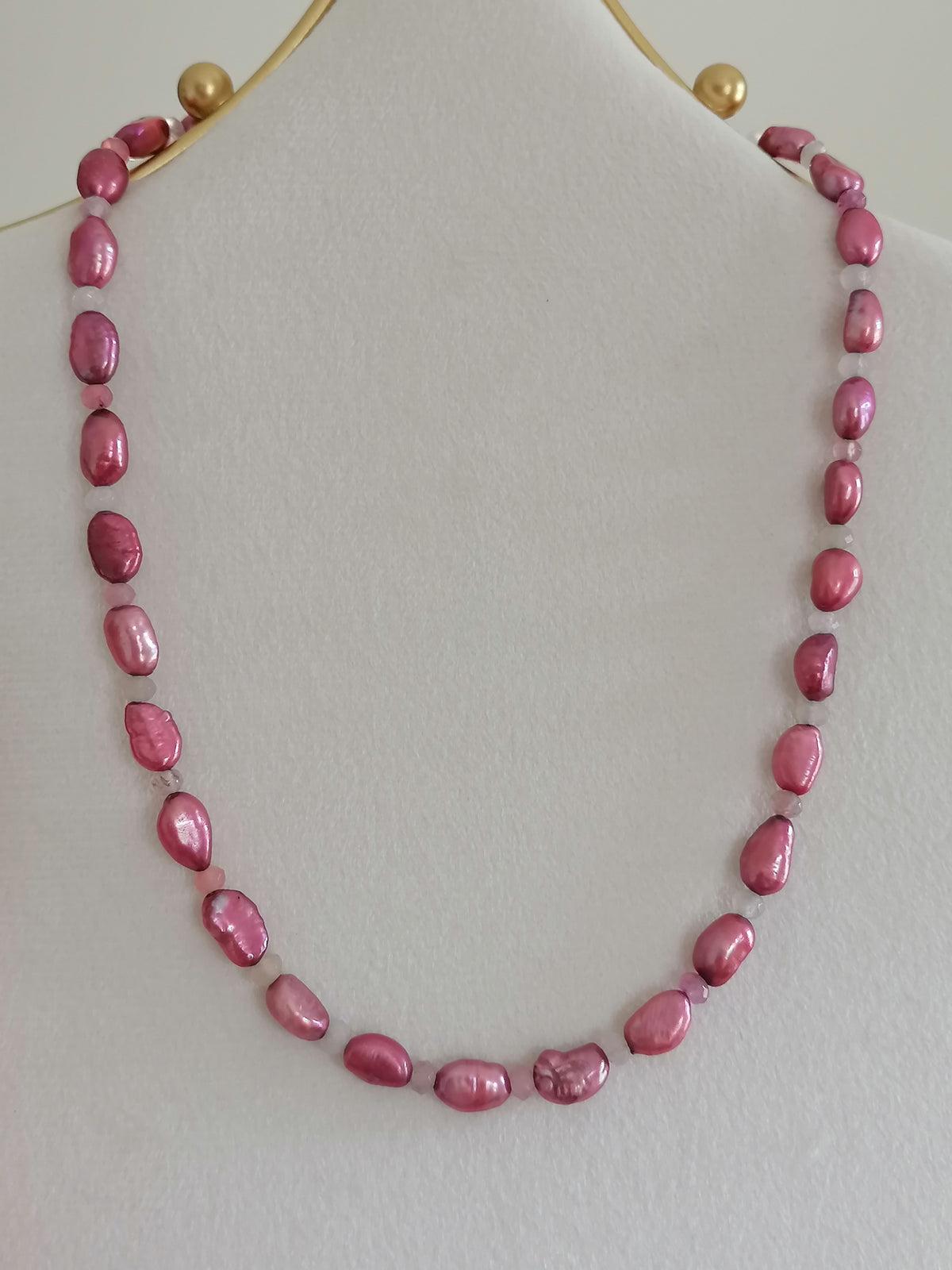 Baroque Pearl & Coloured Quartz Rondelle Necklace | Gold Plated