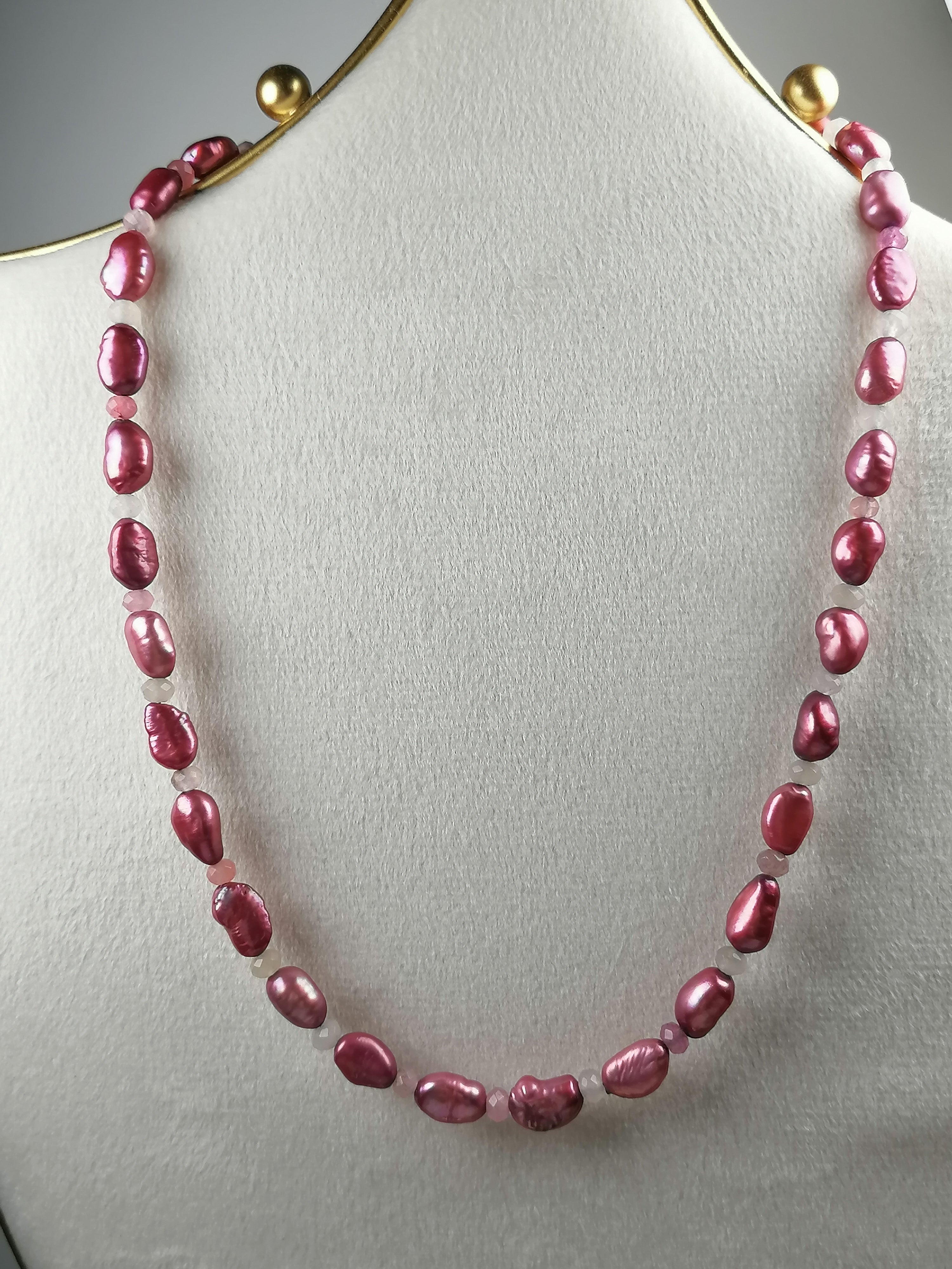 Baroque Pearl & Coloured Quartz Rondelle Necklace | Gold Plated