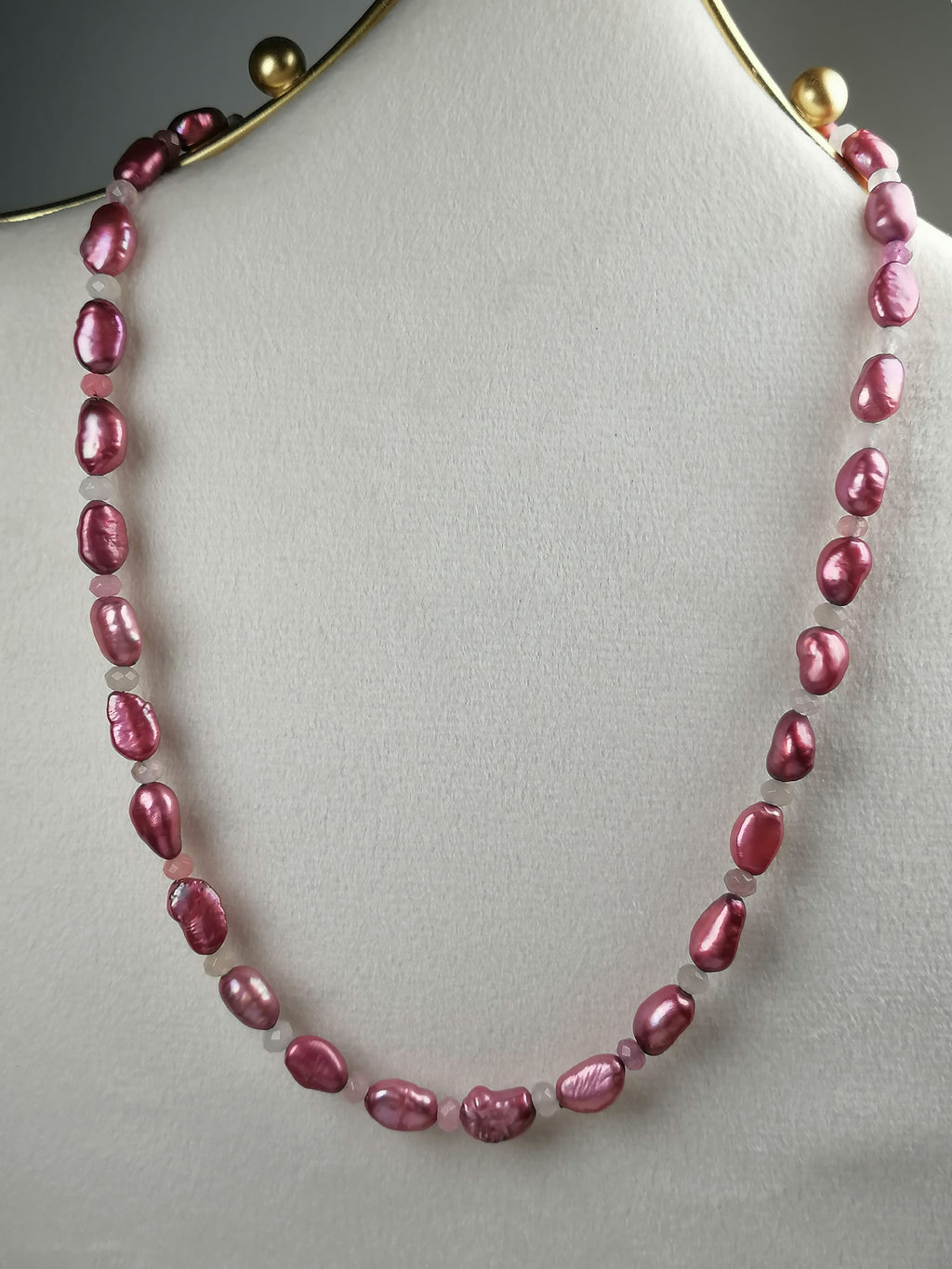 Baroque Pearl & Coloured Quartz Rondelle Necklace | Gold Plated