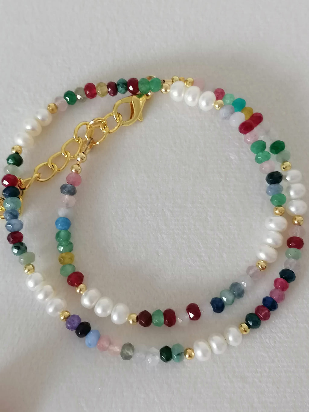 Cultured Freshwater Pearl & Coloured Quartz Necklace | Gold Plated