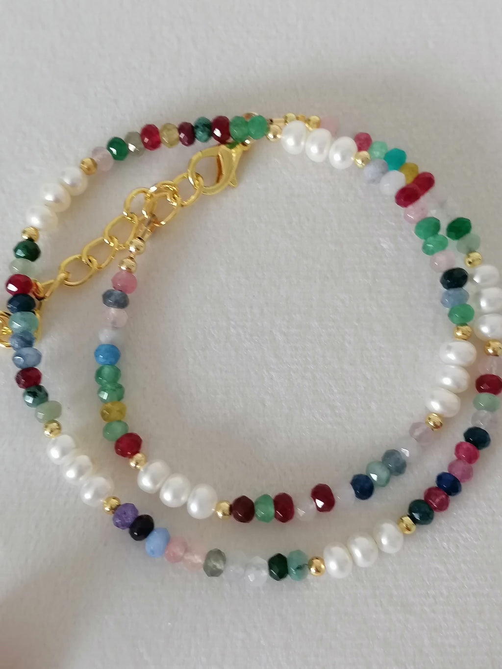 Cultured Freshwater Pearl & Coloured Quartz Necklace | Gold Plated