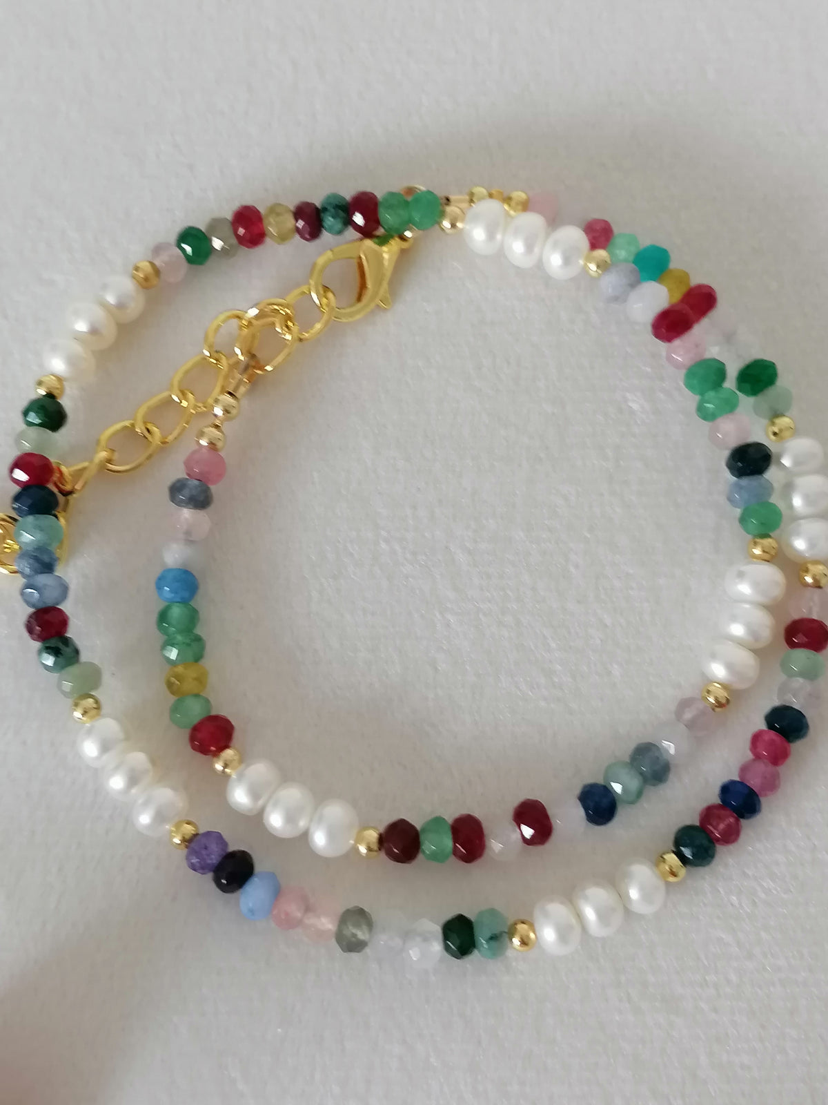 Cultured Freshwater Pearl & Coloured Quartz Necklace | Gold Plated