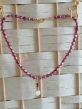 Baroque Pearl, Garnet & Tourmaline Necklace | Gold Plated