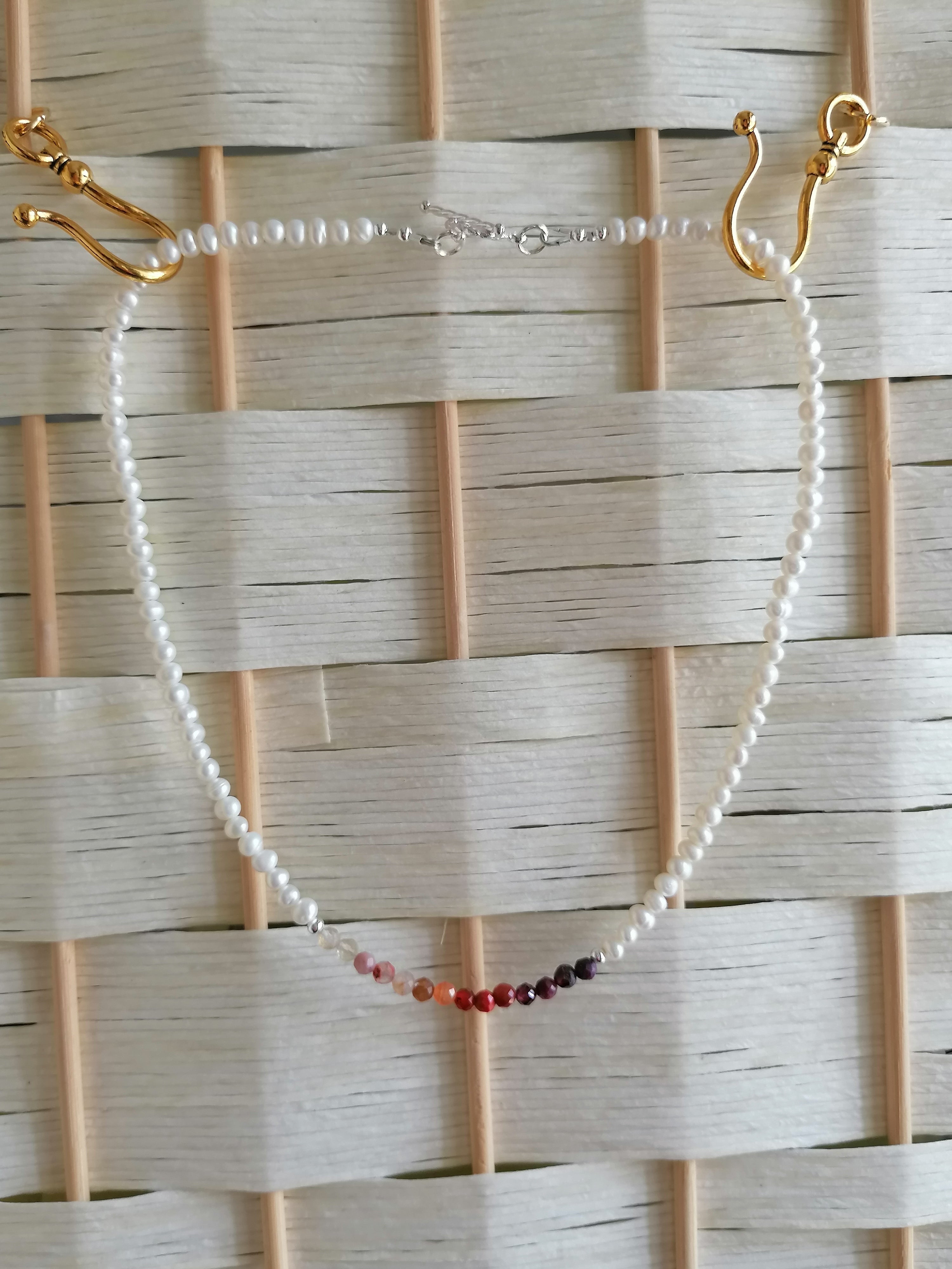 Freshwater Pearl & Gemstone Necklace semi-precious gemstone fire palette