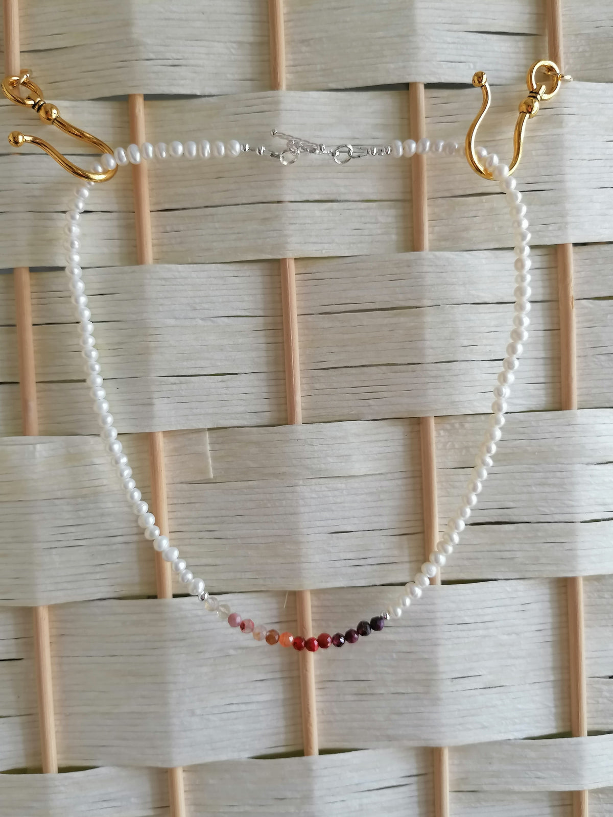 Freshwater Pearl & Gemstone Necklace semi-precious gemstone fire palette