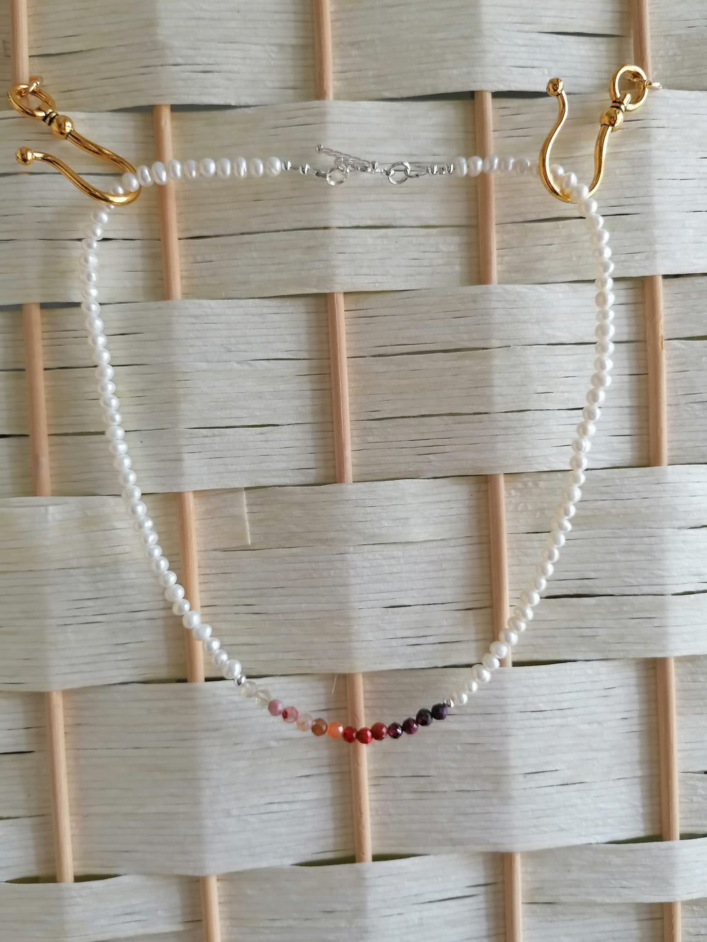 Freshwater Pearl & Gemstone Necklace semi-precious gemstone fire palette