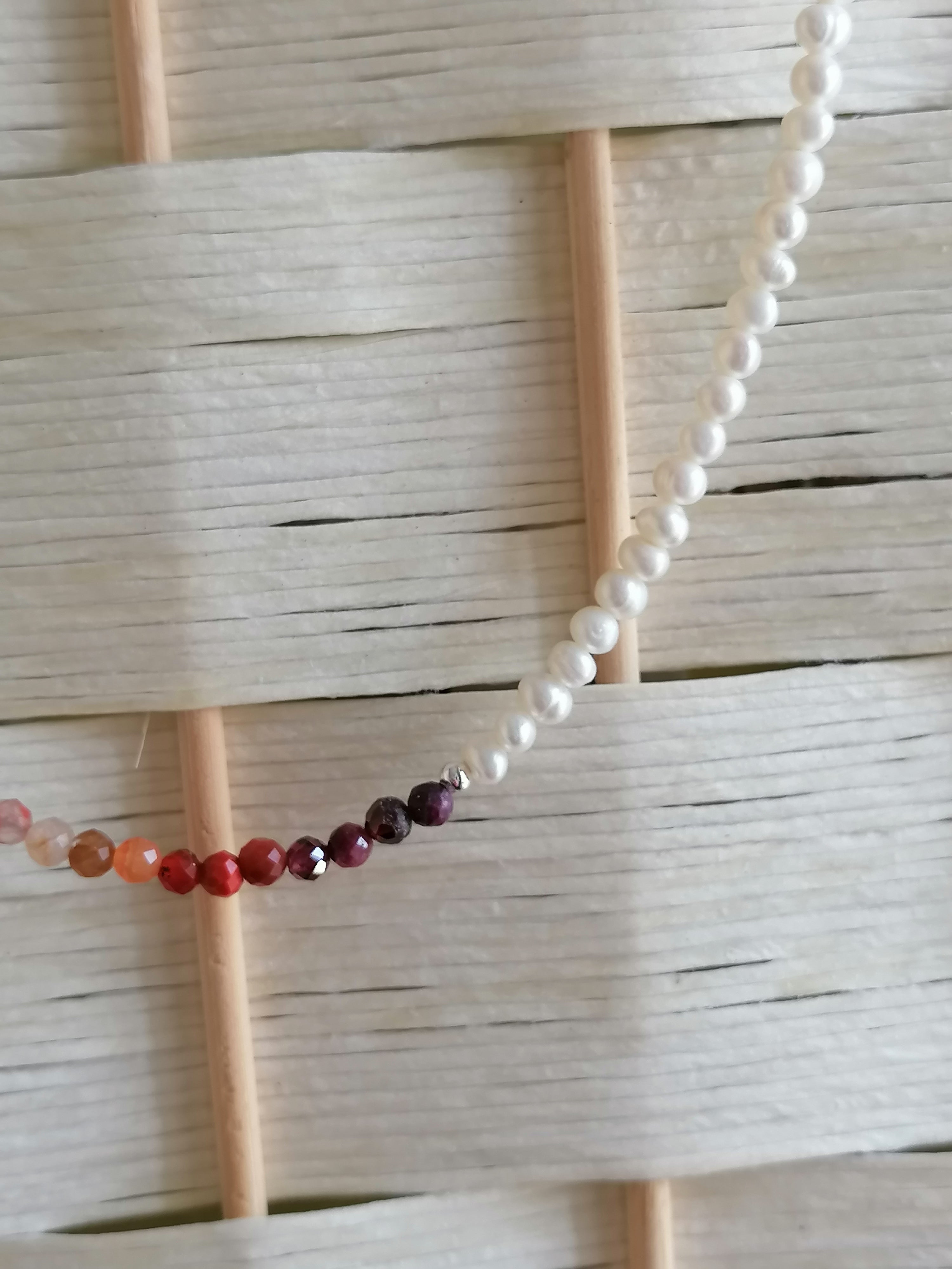 Freshwater Pearl & Gemstone Necklace semi-precious gemstone fire palette