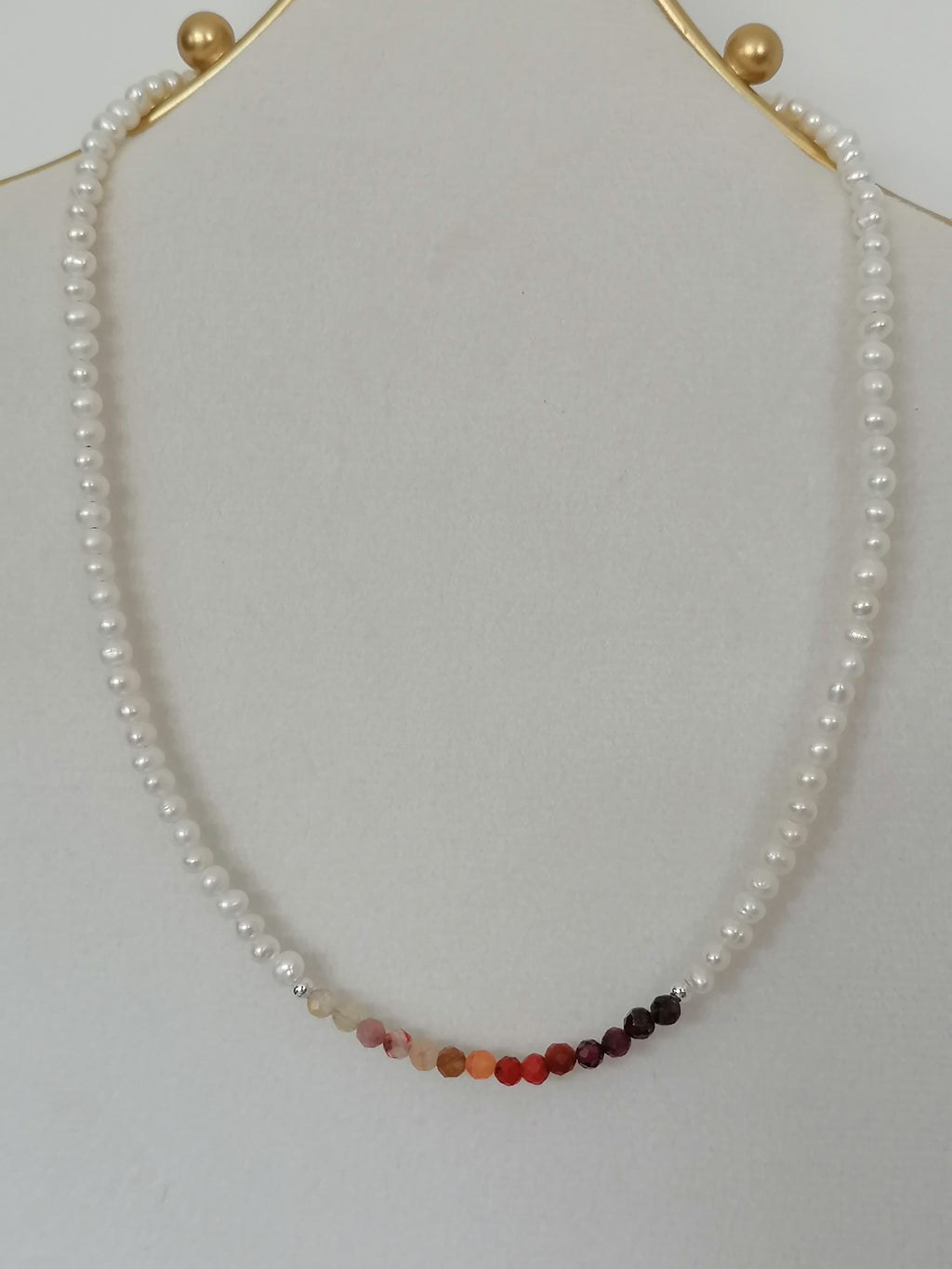 Freshwater Pearl & Gemstone Necklace semi-precious gemstone fire palette