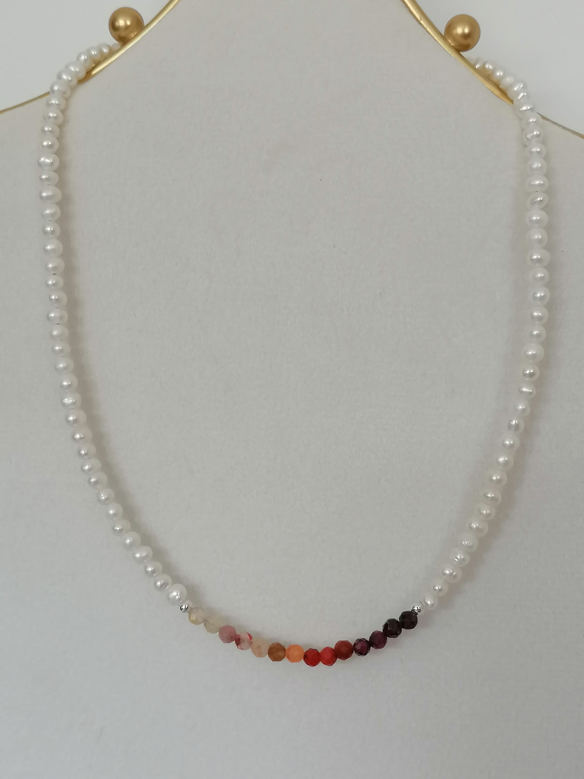 Freshwater Pearl & Gemstone Necklace semi-precious gemstone fire palette