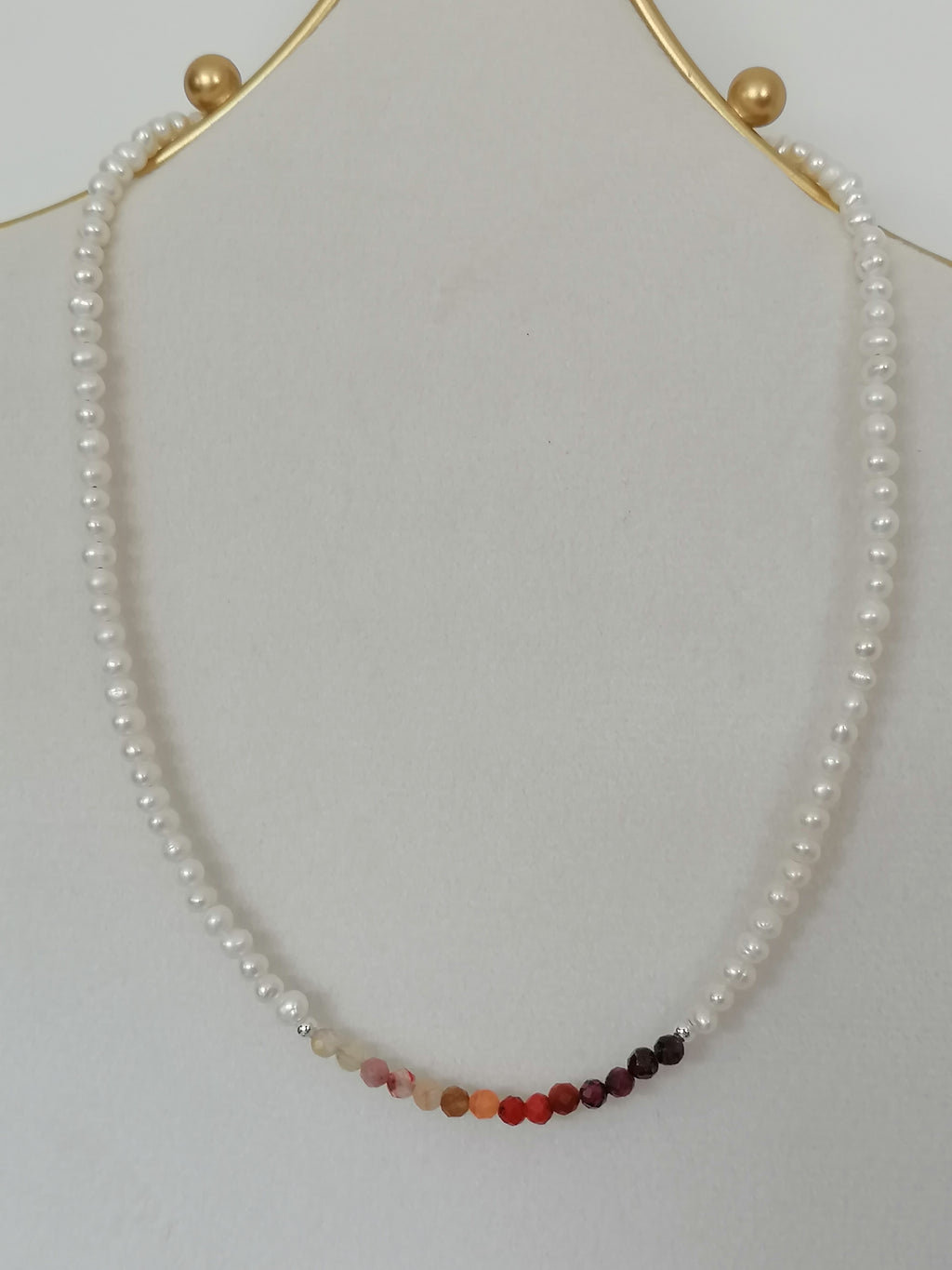 Freshwater Pearl & Gemstone Necklace semi-precious gemstone fire palette