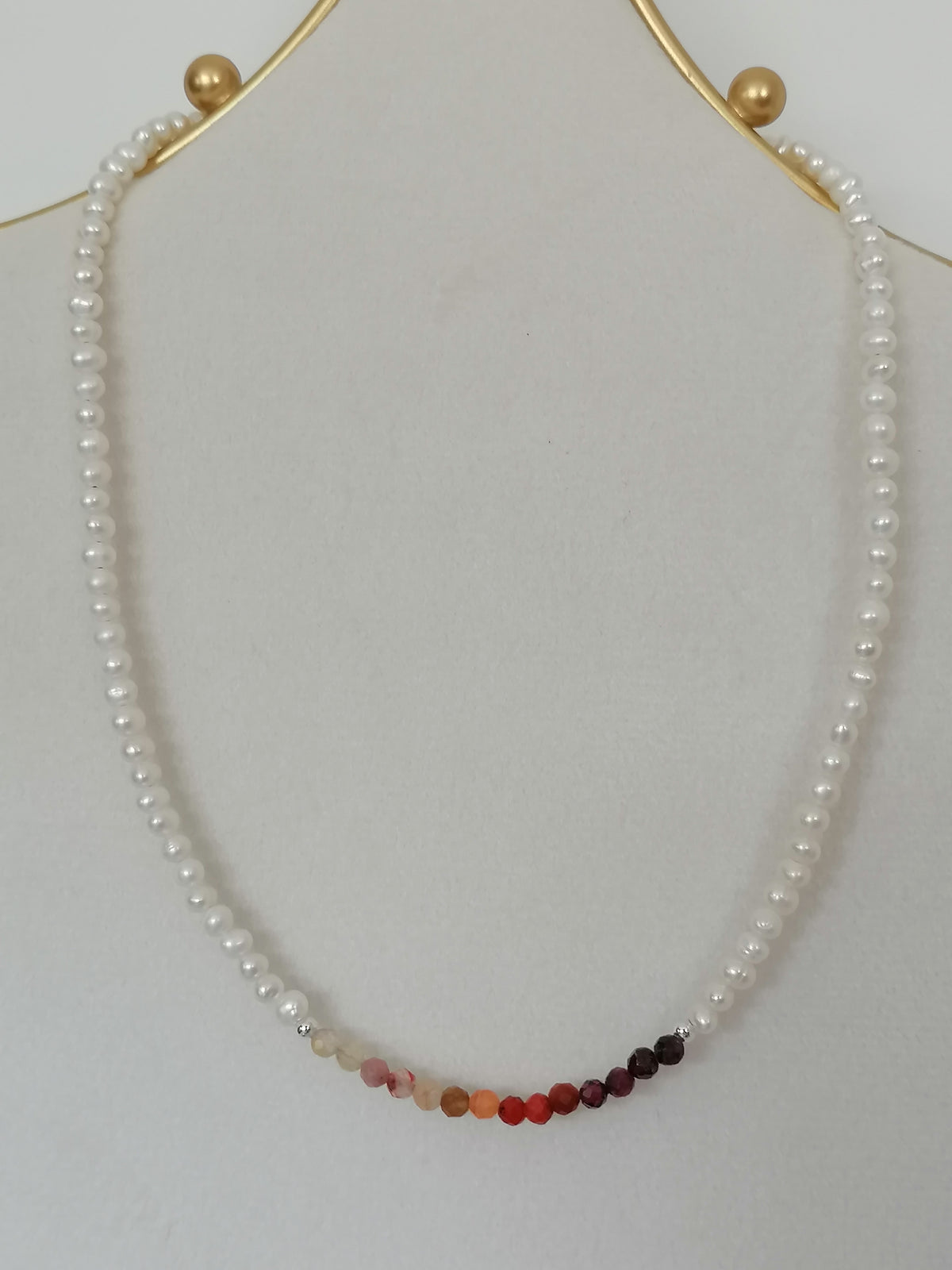 Freshwater Pearl & Gemstone Necklace semi-precious gemstone fire palette