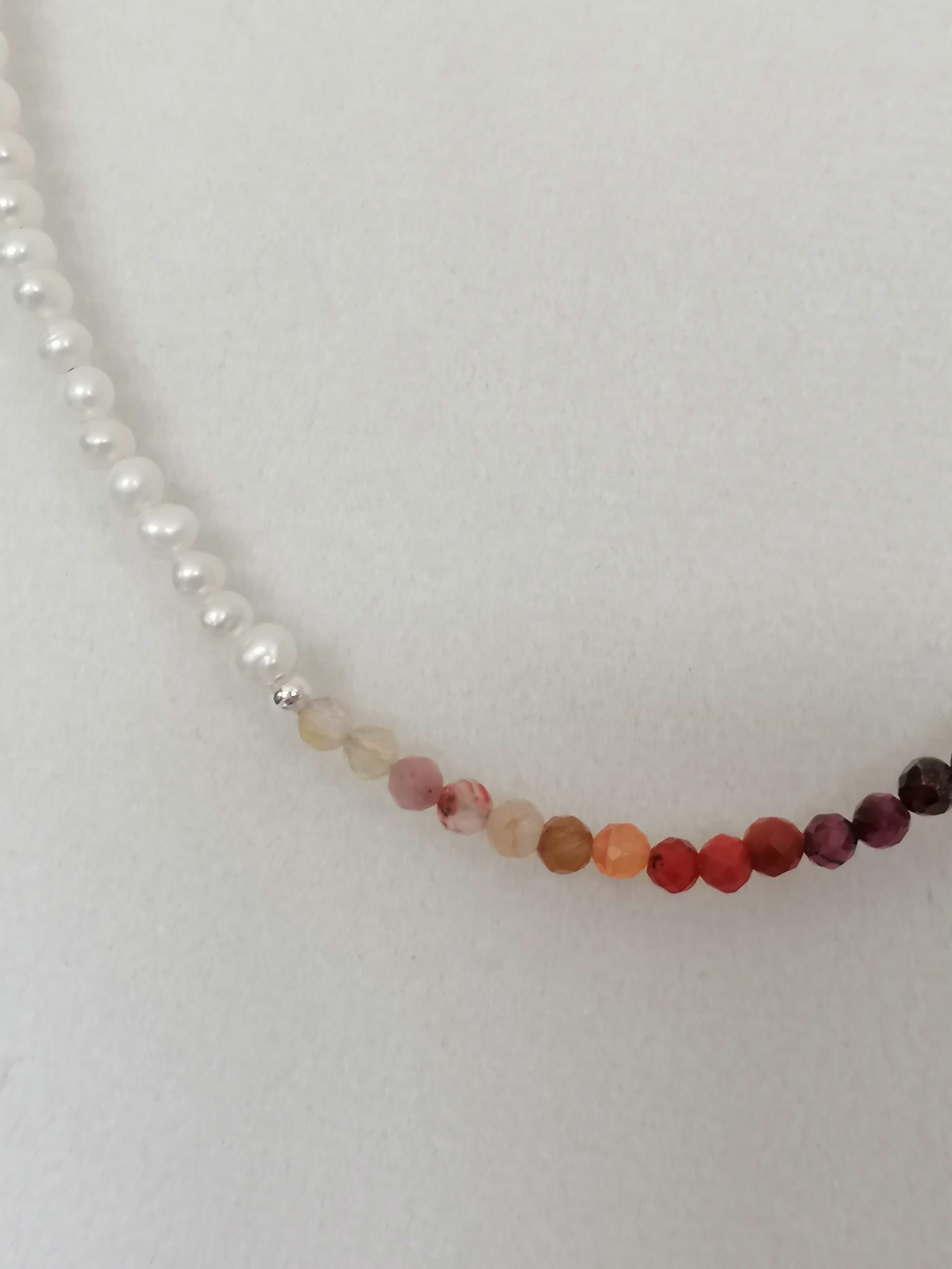Freshwater Pearl & Gemstone Necklace semi-precious gemstone fire palette