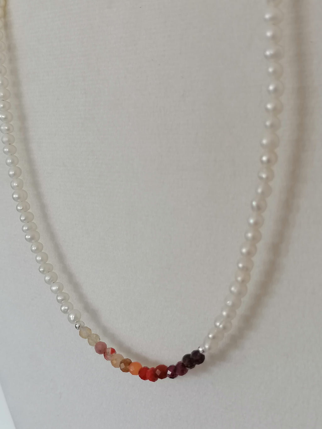 Freshwater Pearl & Gemstone Necklace semi-precious gemstone fire palette