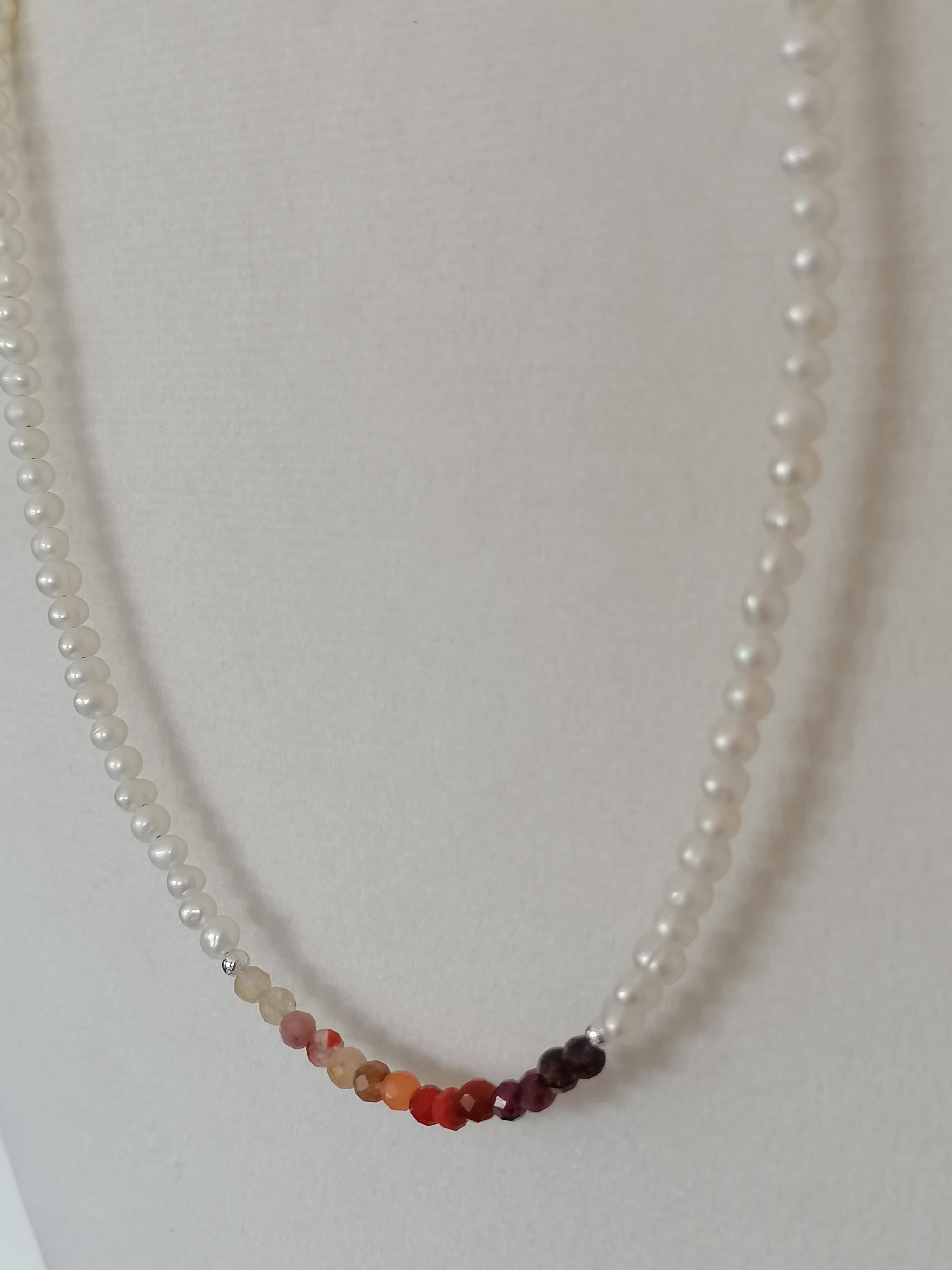 Freshwater Pearl & Gemstone Necklace semi-precious gemstone fire palette