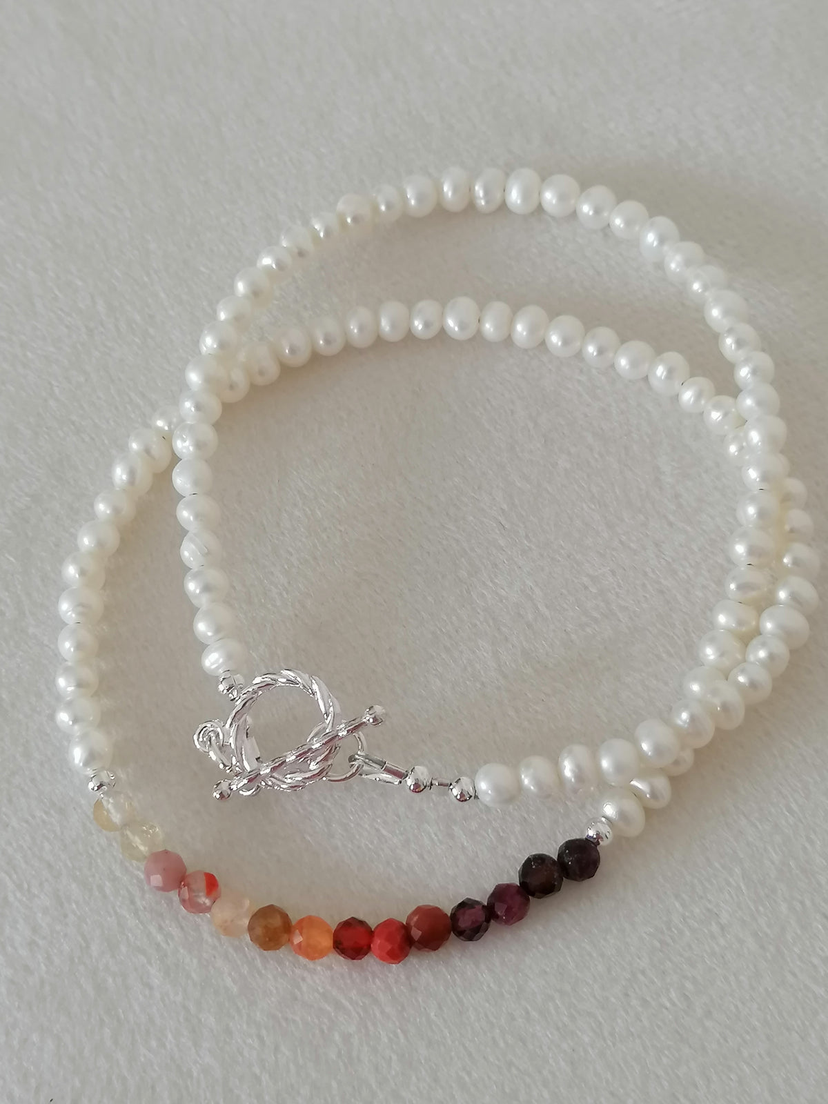 Freshwater Pearl & Gemstone Necklace semi-precious gemstone fire palette