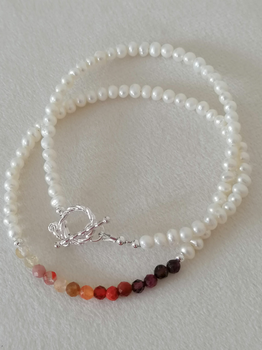 Freshwater Pearl & Gemstone Necklace semi-precious gemstone fire palette