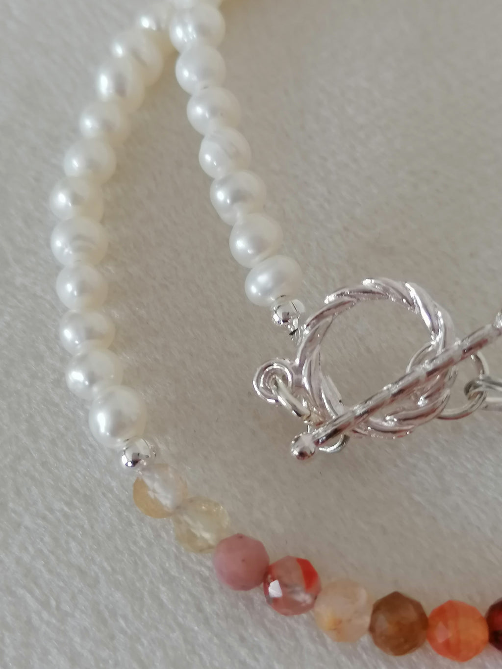 Freshwater Pearl & Gemstone Necklace semi-precious gemstone fire palette