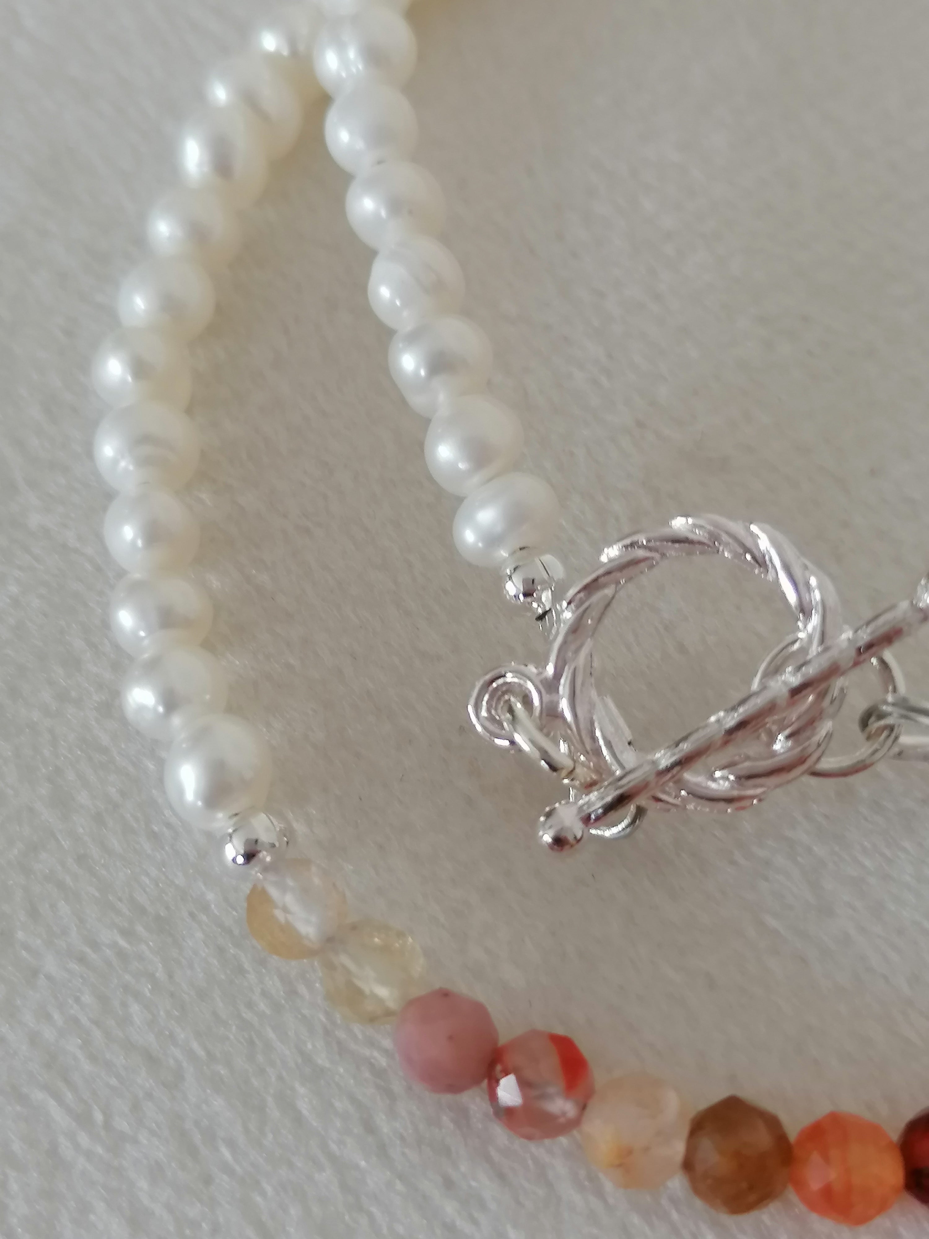 Freshwater Pearl & Gemstone Necklace semi-precious gemstone fire palette