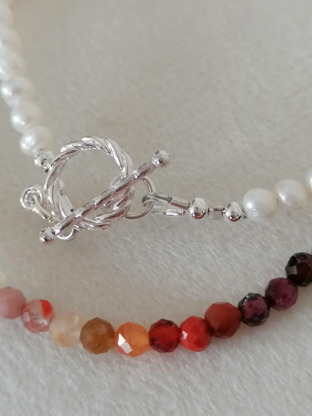 Freshwater Pearl & Gemstone Necklace semi-precious gemstone fire palette