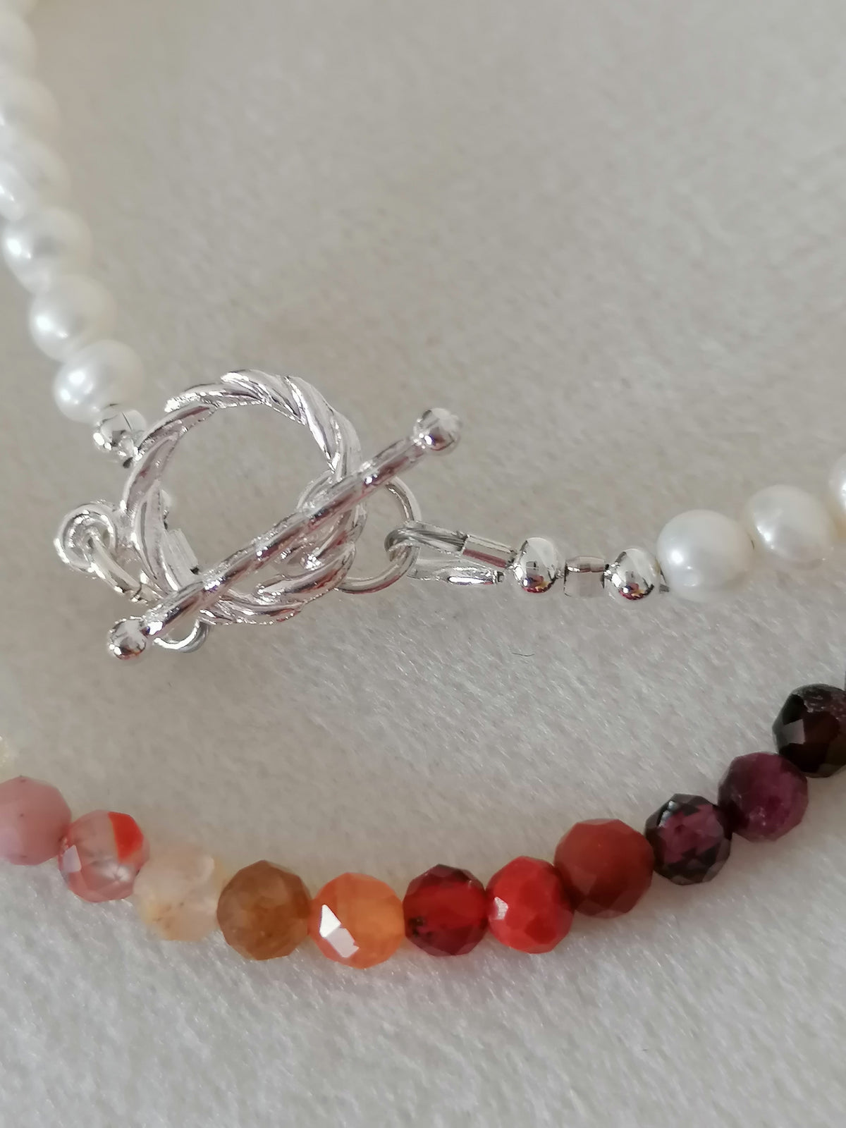 Freshwater Pearl & Gemstone Necklace semi-precious gemstone fire palette