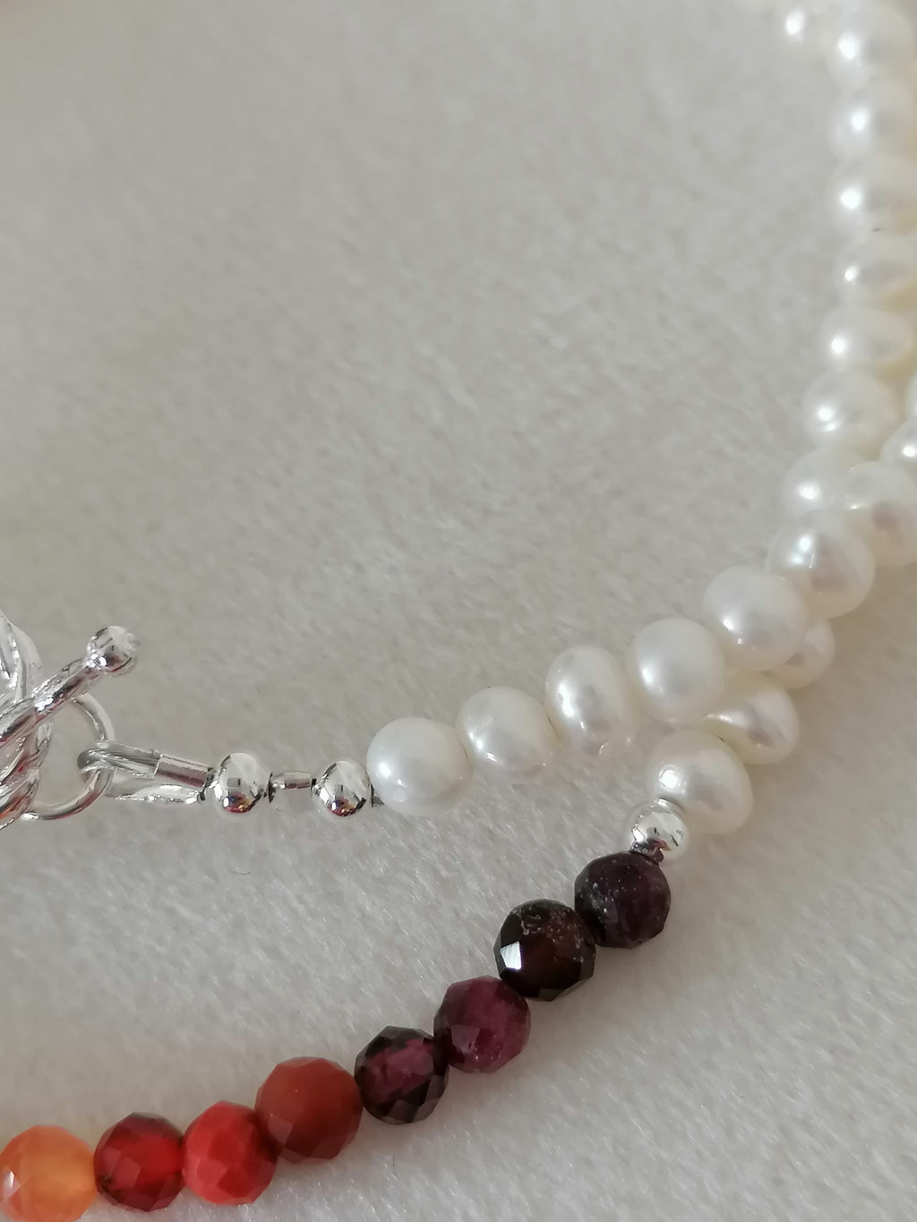 Freshwater Pearl & Gemstone Necklace semi-precious gemstone fire palette