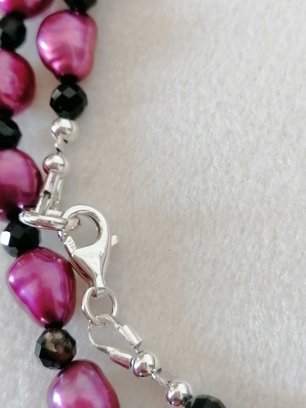 Plum Baroque Pearl & Black Tourmaline Necklace | 925 Sterling Silver