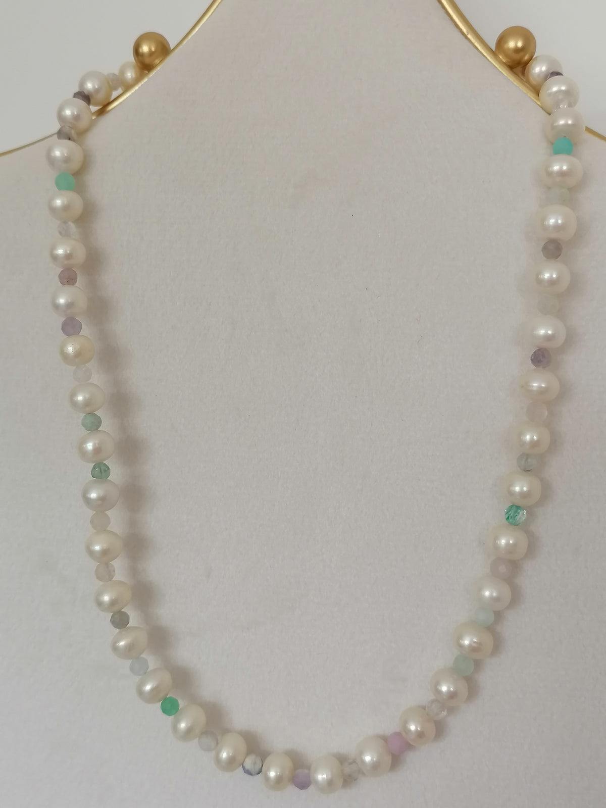 Freshwater Pearl & Semi-Precious Gemstone Necklace | 925 Sterling Silver