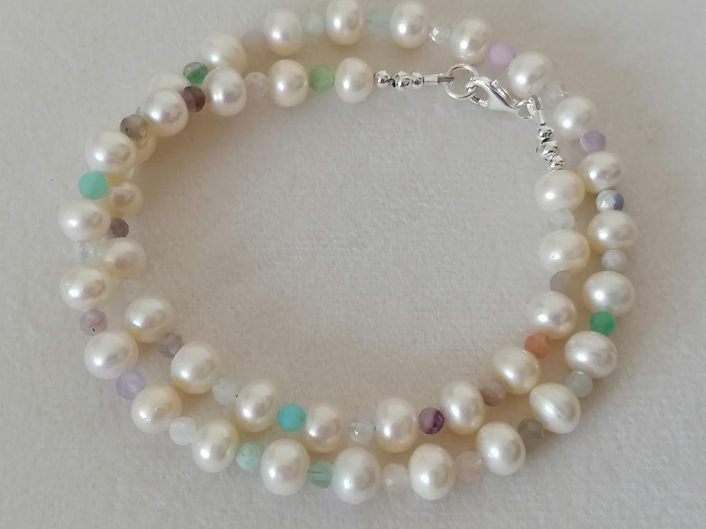 Freshwater Pearl & Semi-Precious Gemstone Necklace | 925 Sterling Silver