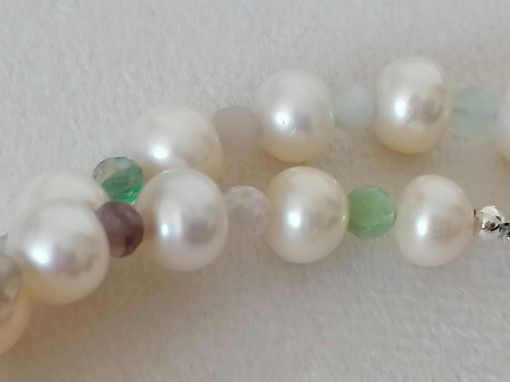 Freshwater Pearl & Semi-Precious Gemstone Necklace | 925 Sterling Silver