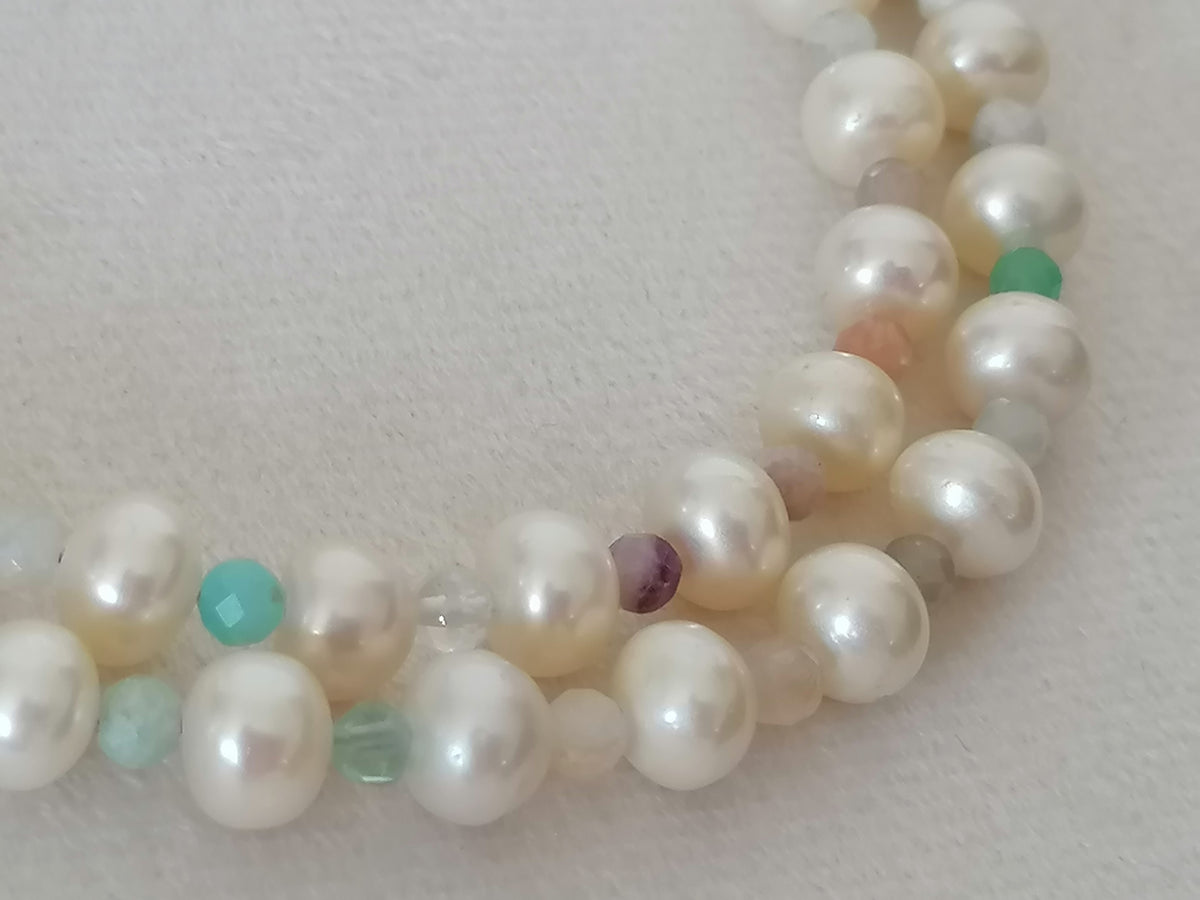 Freshwater Pearl & Semi-Precious Gemstone Necklace | 925 Sterling Silver
