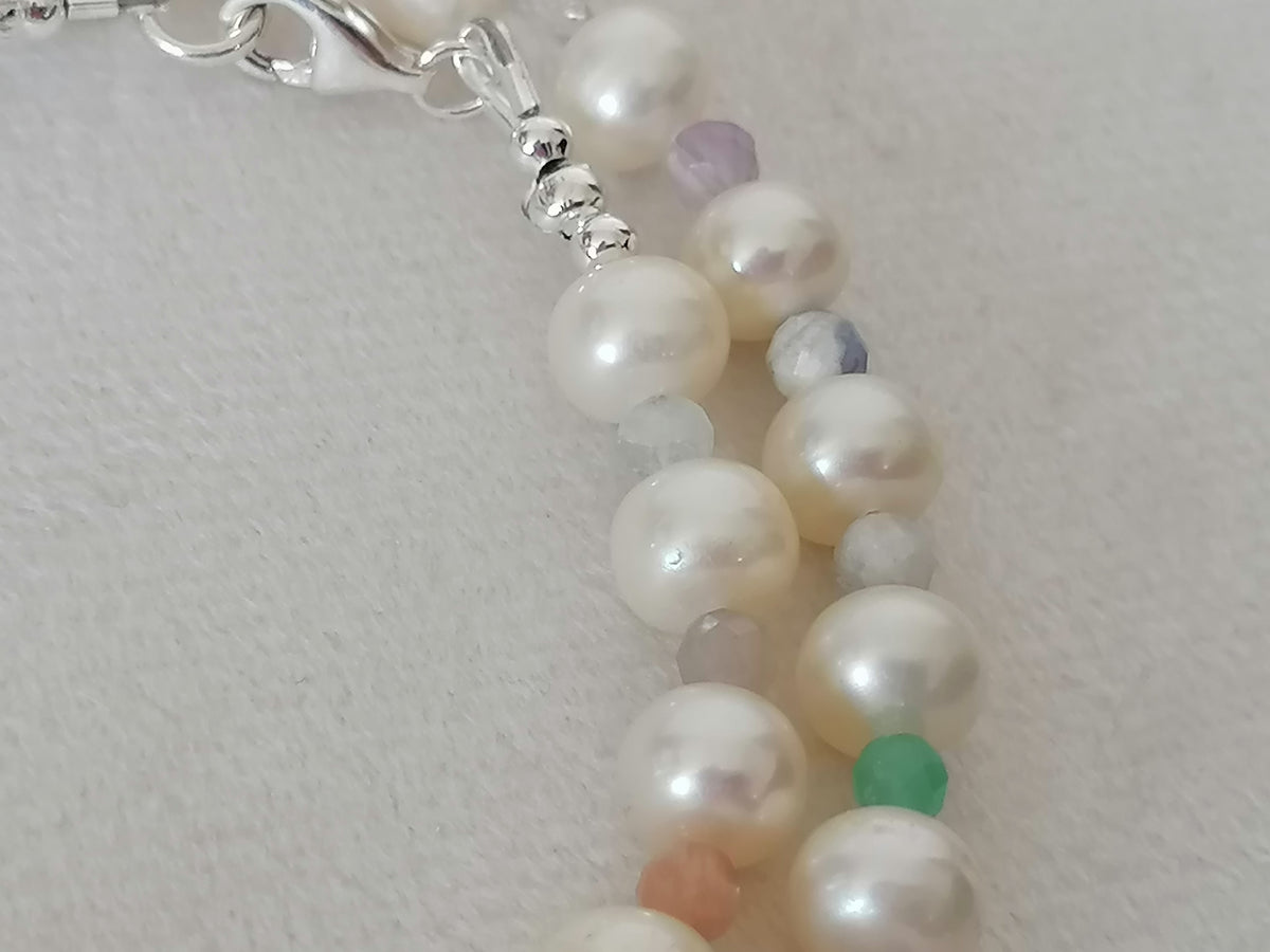 Freshwater Pearl & Semi-Precious Gemstone Necklace | 925 Sterling Silver