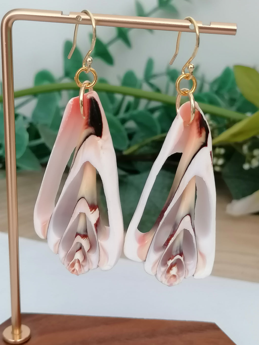 Conch Shell Slice Drop Earrings | 24ct Gold Vermeil over 925 Sterling silver