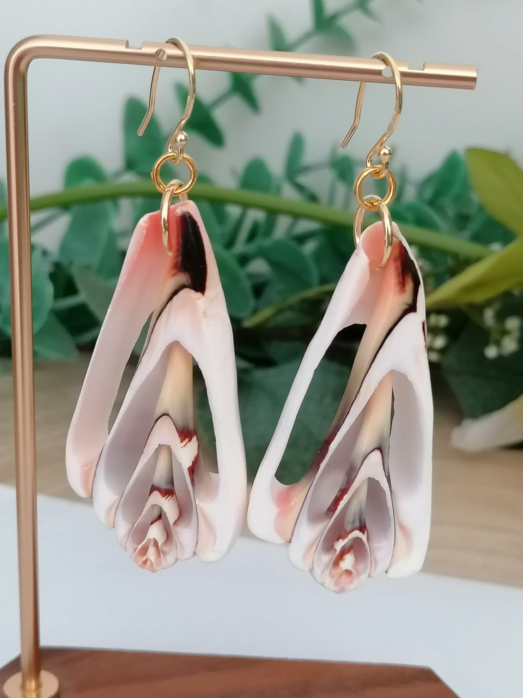Conch Shell Slice Drop Earrings | 24ct Gold Vermeil over 925 Sterling silver