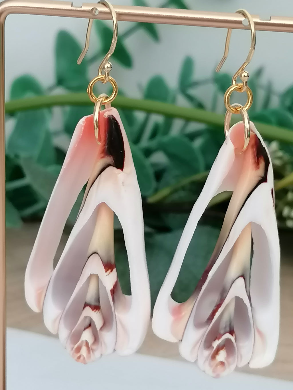 Conch Shell Slice Drop Earrings | 24ct Gold Vermeil over 925 Sterling silver
