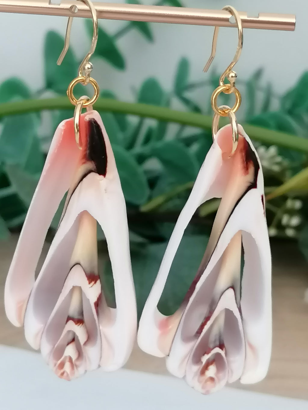 Conch Shell Slice Drop Earrings | 24ct Gold Vermeil over 925 Sterling silver