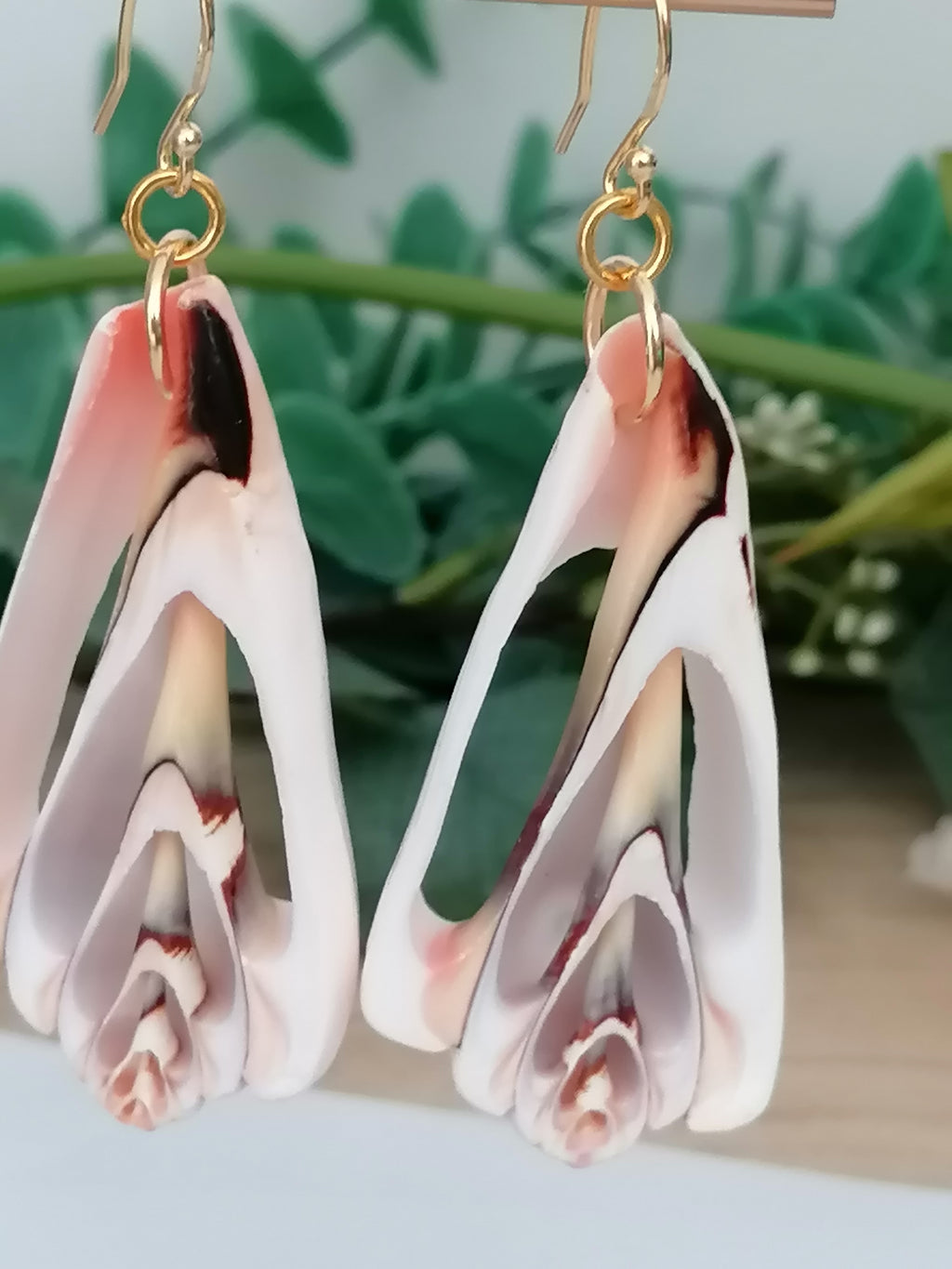 Conch Shell Slice Drop Earrings | 24ct Gold Vermeil over 925 Sterling silver