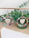 Semi-Precious Gemstone Hoop & Baroque Heart Pearl Earrings | 925 Sterling Silver